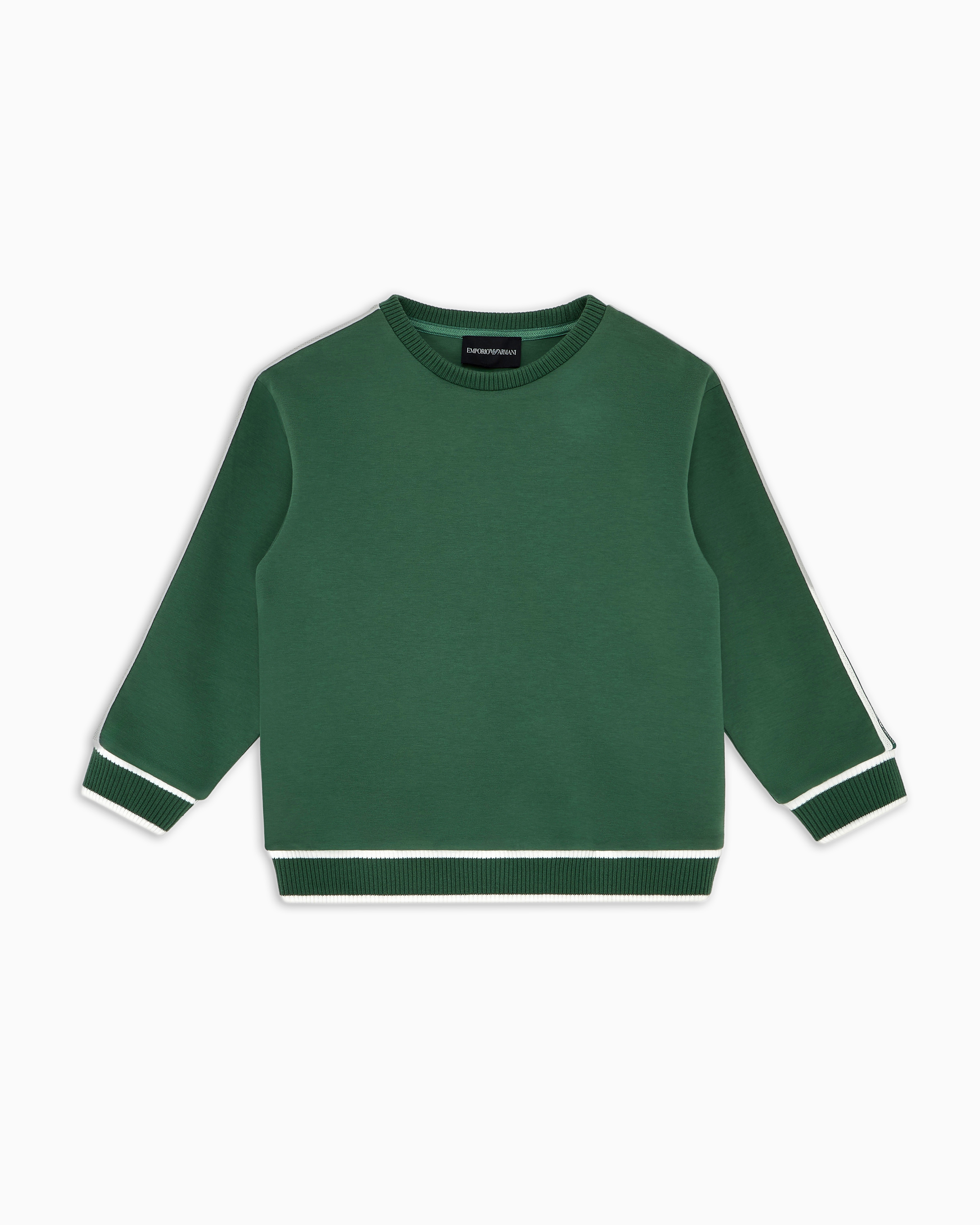 Emporio Armani - ASV Double-jersey sweatshirt with logo band, Boy, Green, Size: