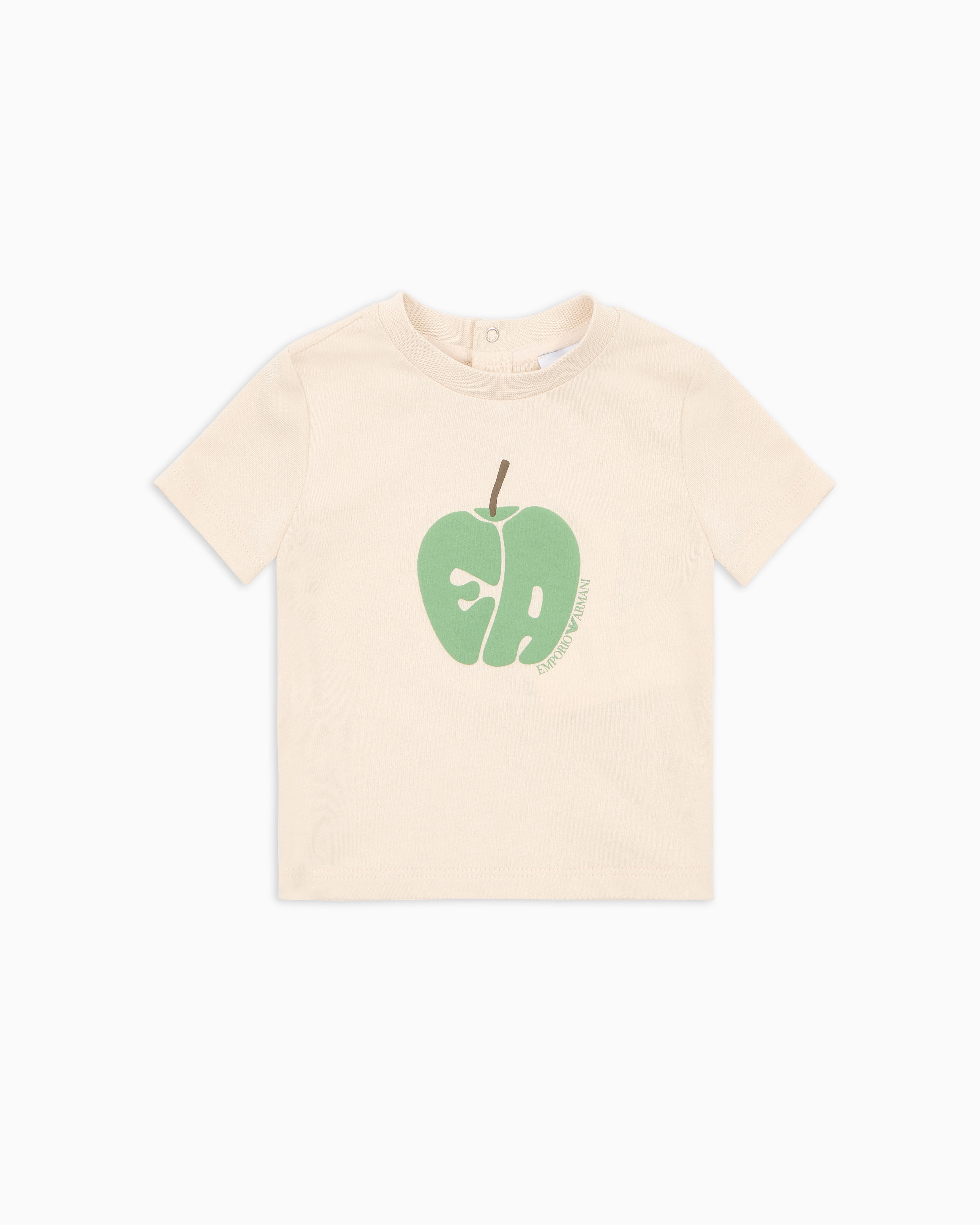 Emporio Armani - ASV Jersey T-shirt with patterned EA logo, Boy, Beige, Size: