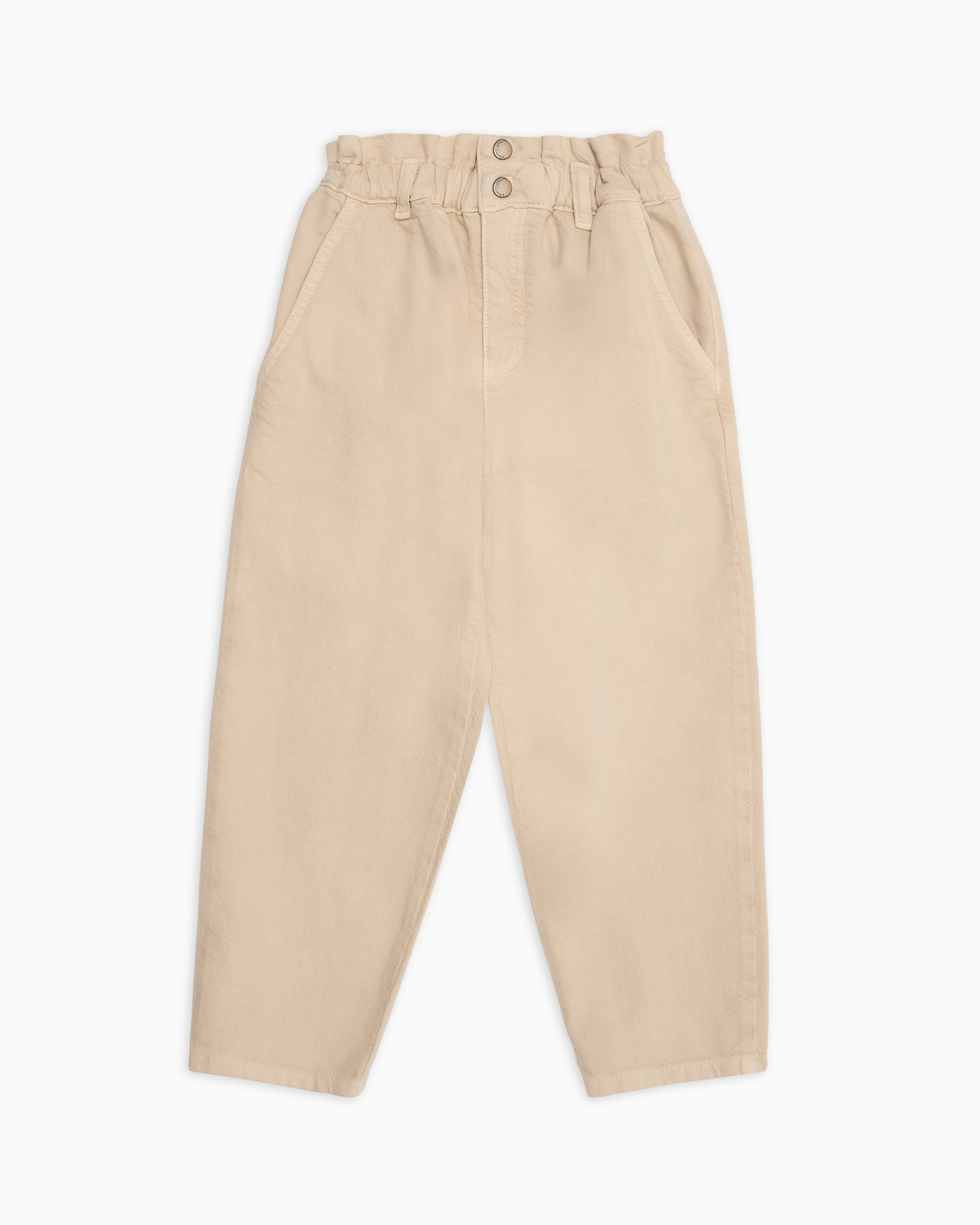 Emporio Armani - Twill trousers with elasticated waist, Girl, Beige, Size: