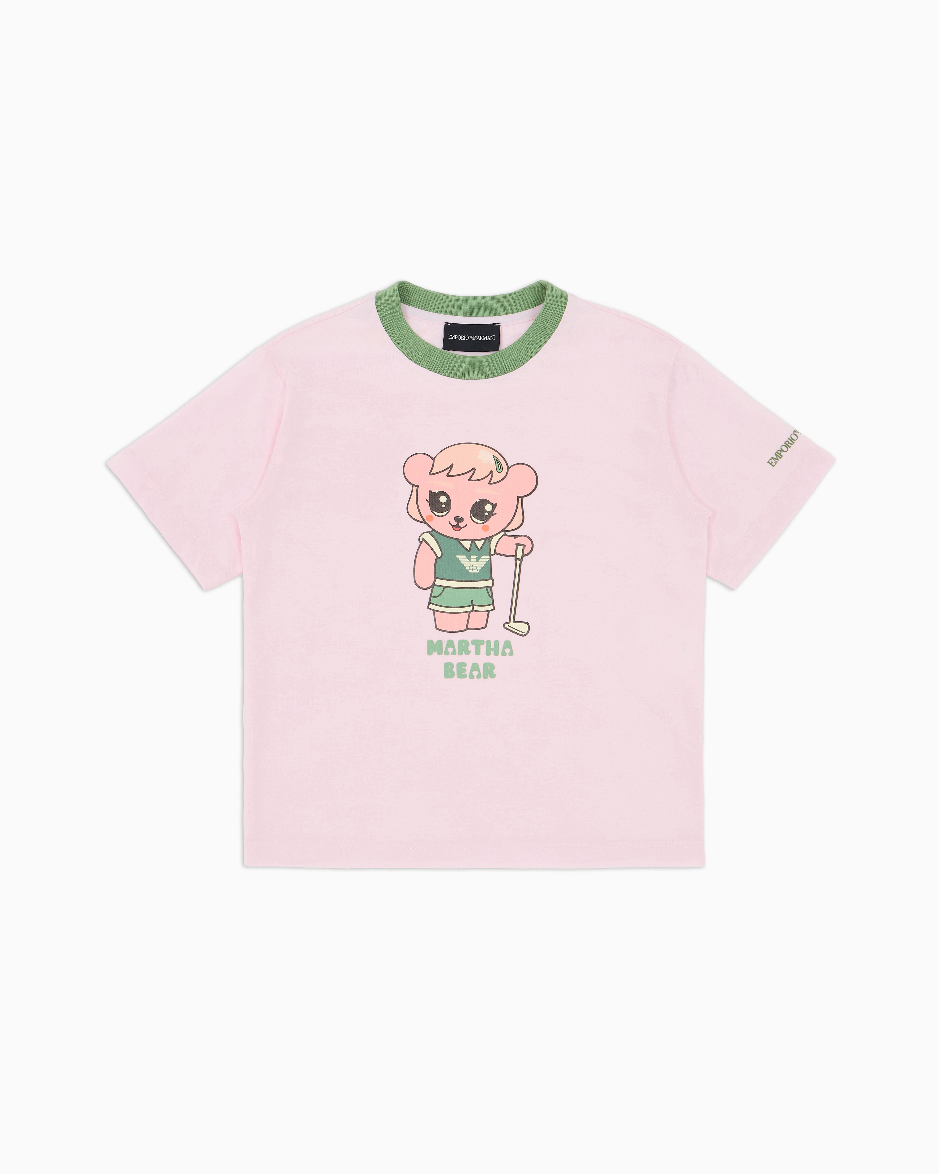 Emporio Armani - ASV organic-jersey T-shirt with Manga Bear Crew print, Boy, Pink, Size: