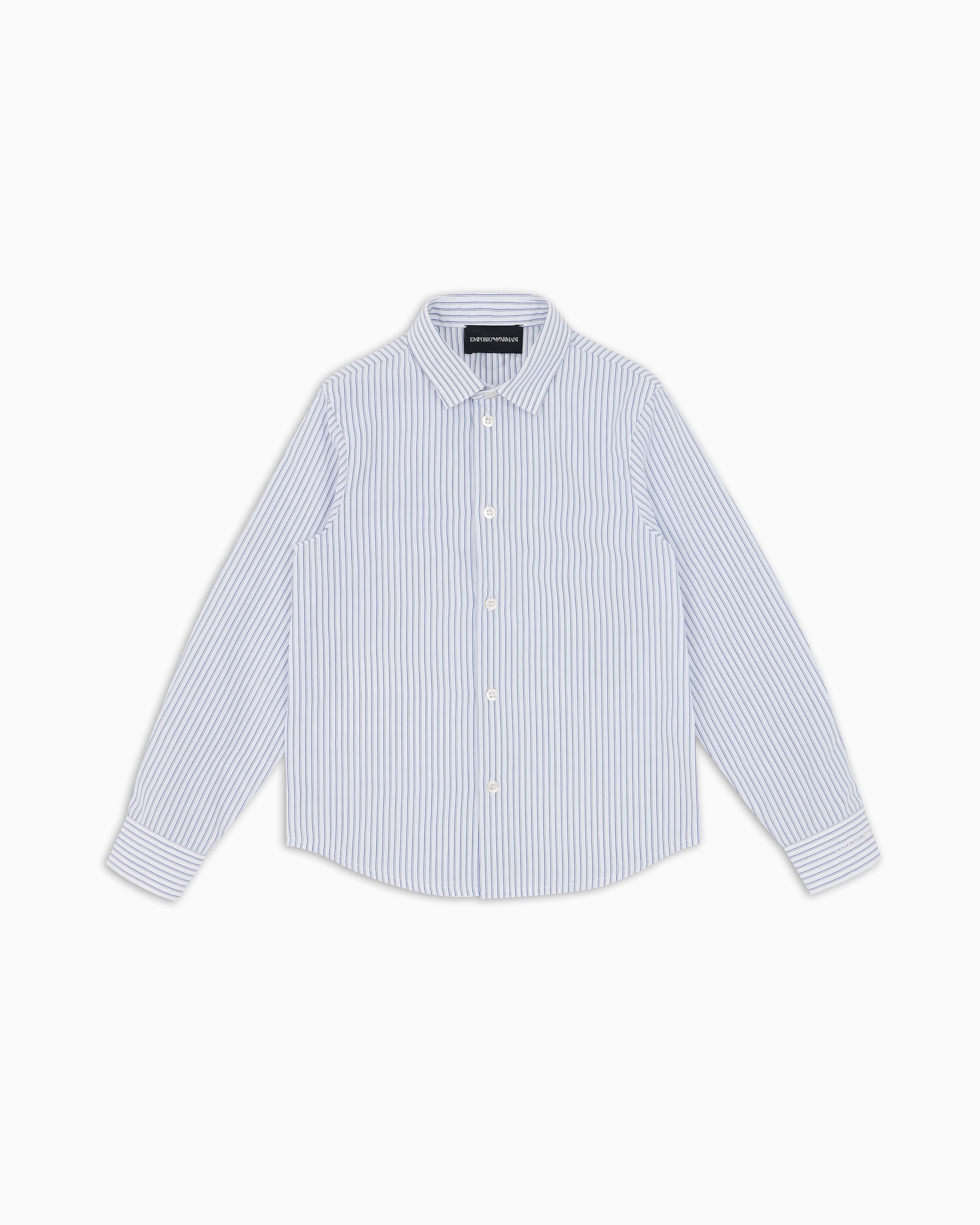 Emporio Armani - Shirt with embroidered cuffs, Boy, Striped, Size: