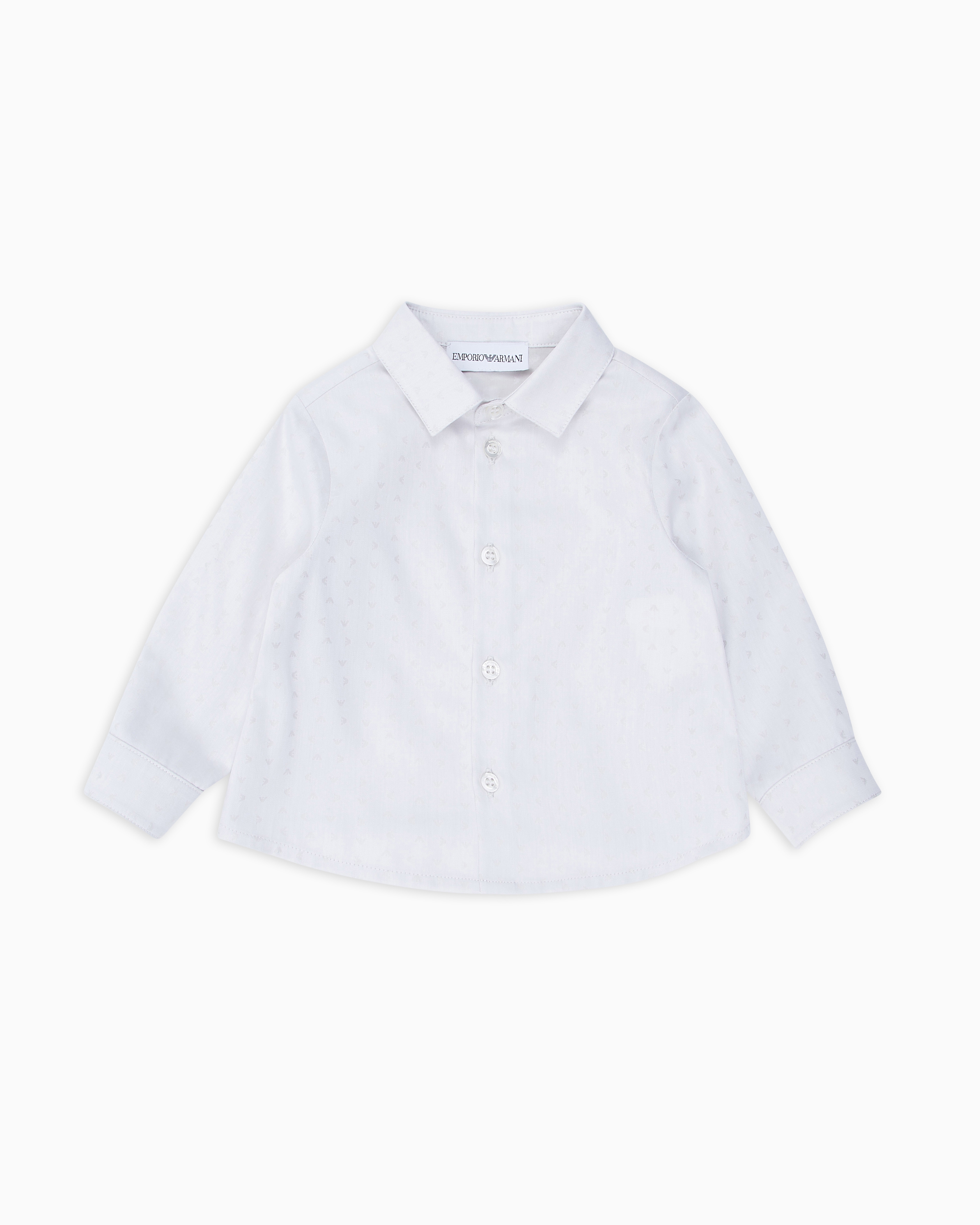 Emporio Armani - Shirt with all-over micro eagle motif, Boy, White, Size:
