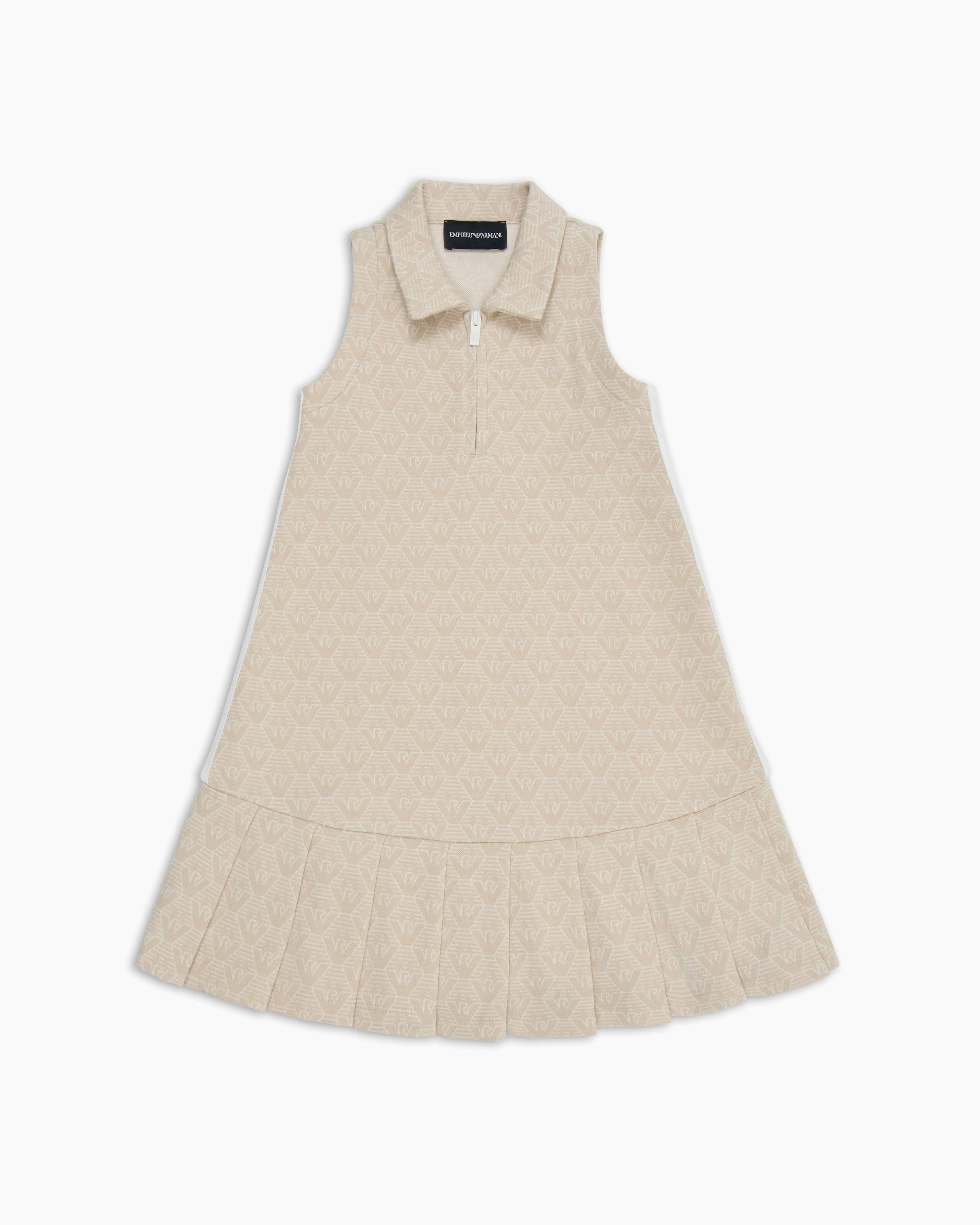 Emporio Armani - Jacquard jersey dress with all-over eagle, Girl, Beige, Size: