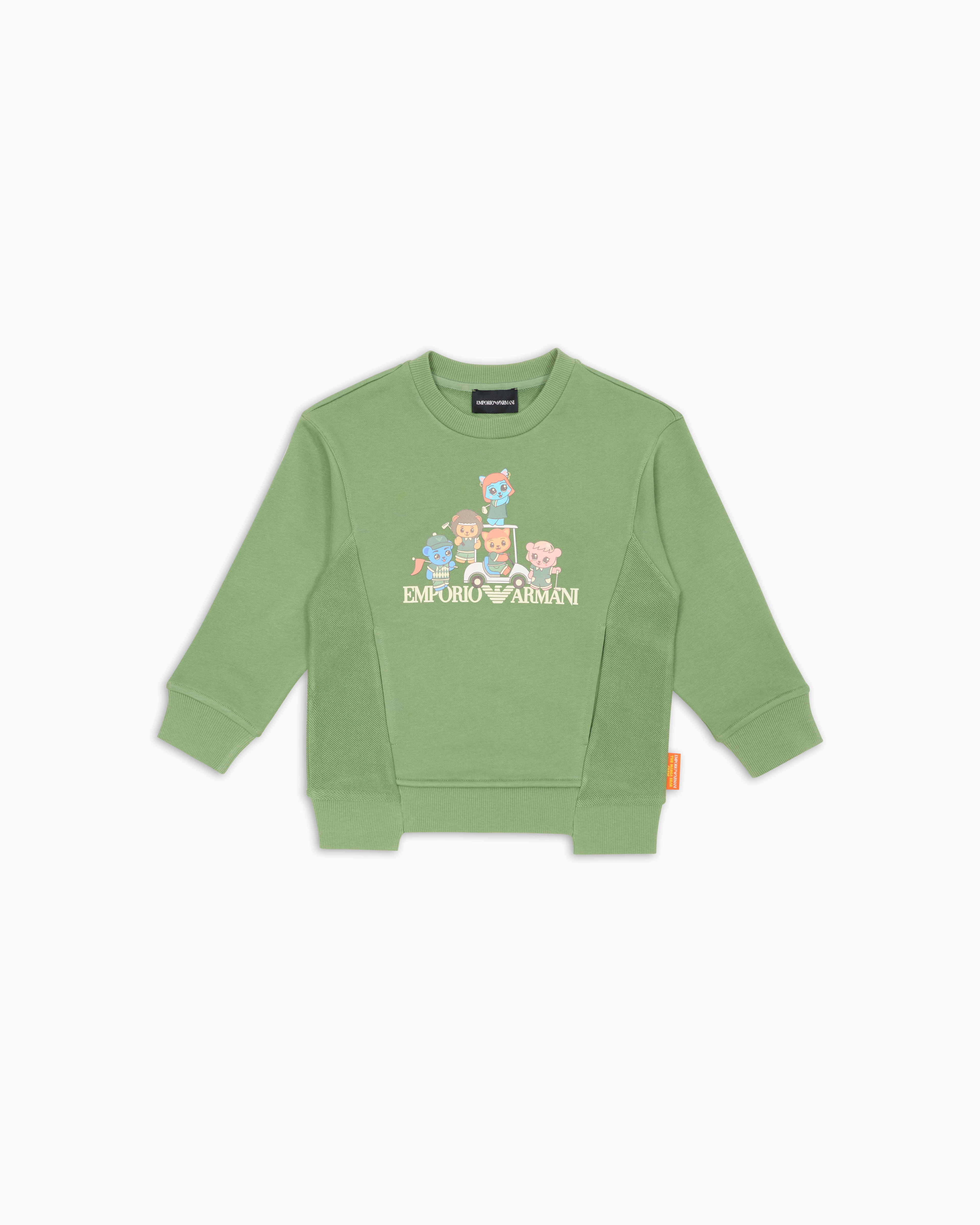 Emporio Armani - ASV organic jersey sweatshirt with Manga Bear Crew print, Boy, Green, Size: