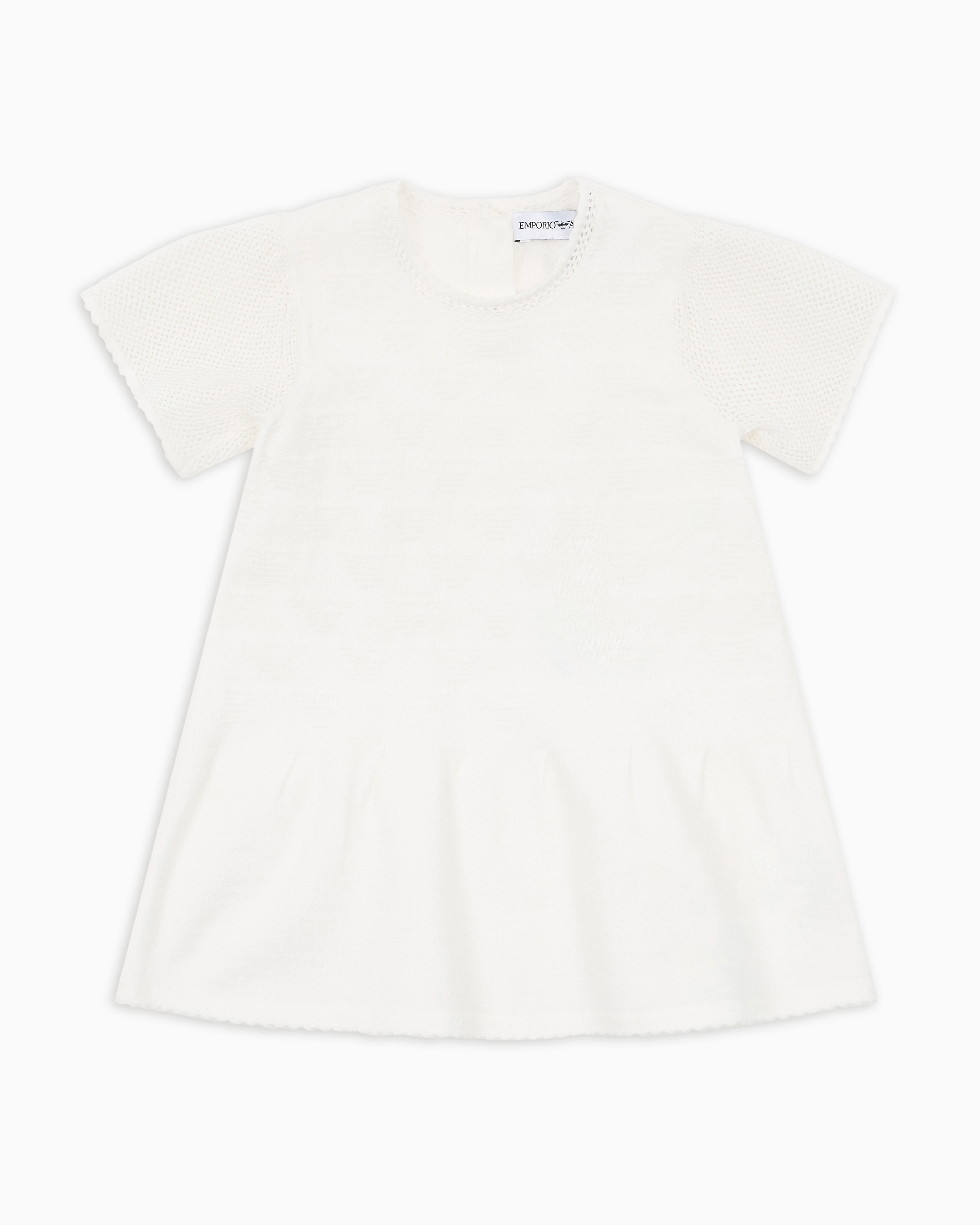 Emporio Armani - Flared dress all-over eagle jacquard knit, Girl, White, Size: