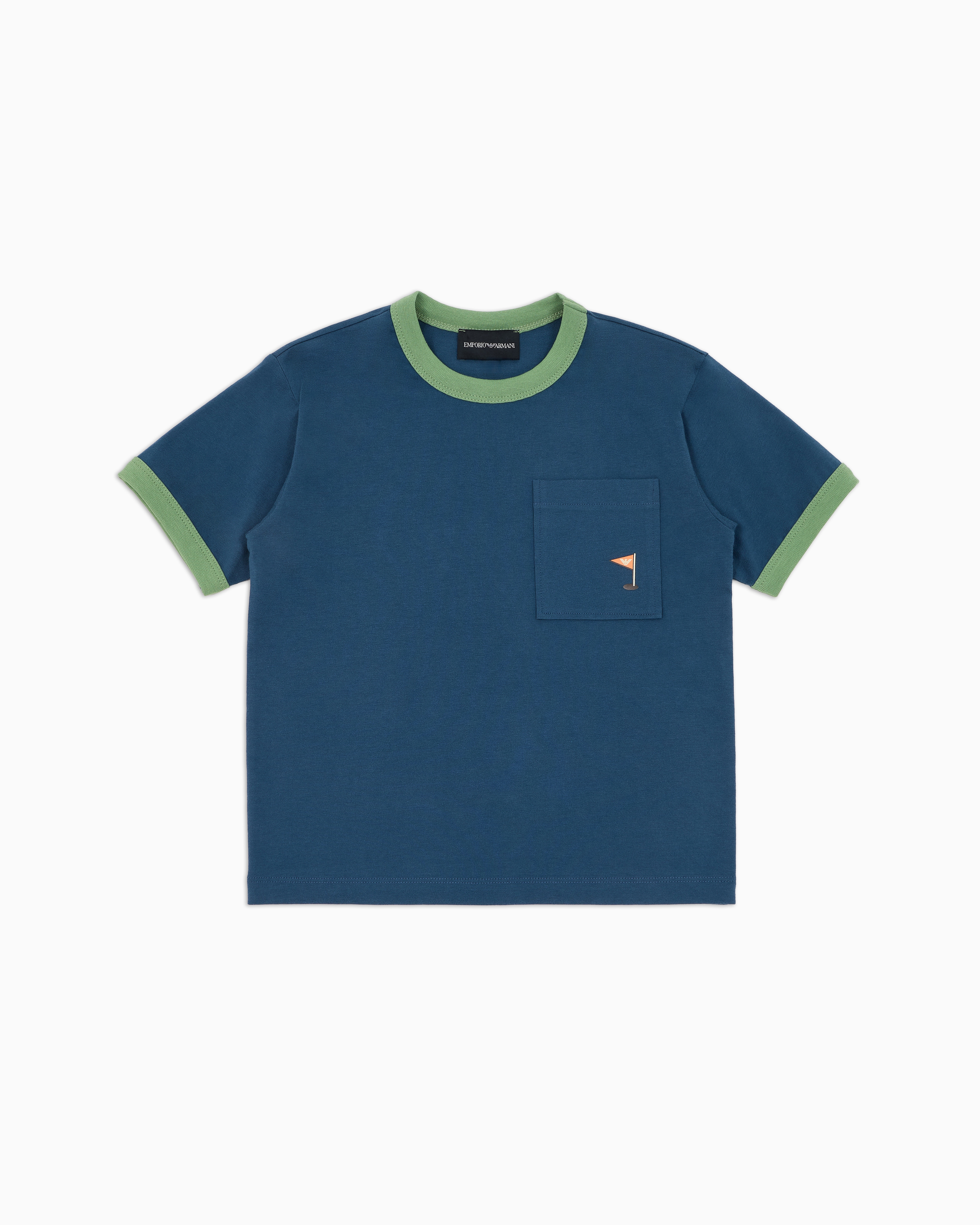 Emporio Armani - ASV organic-jersey T-shirt with oversized back Manga Bear Crew print, Boy, Blue, Size: