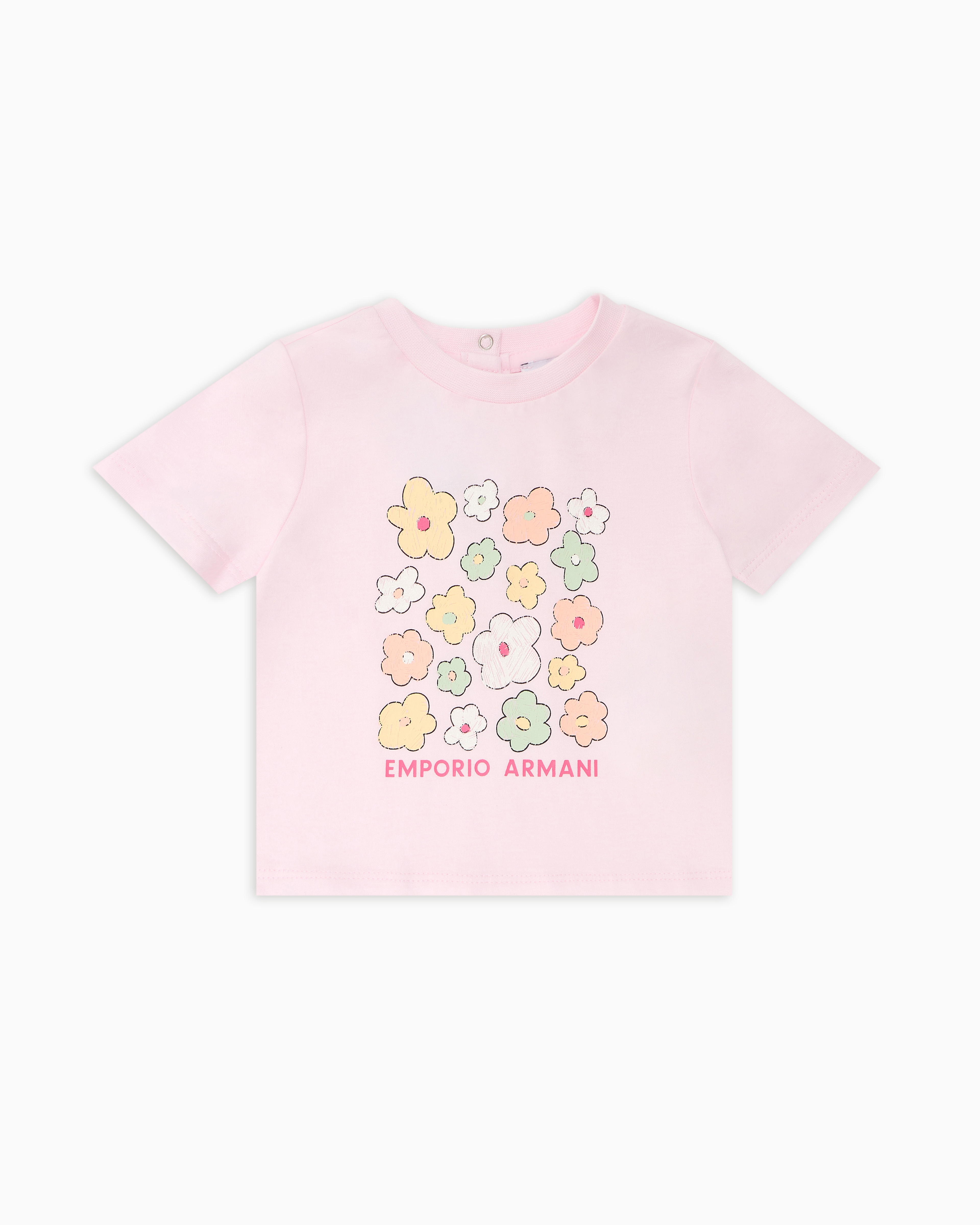 Emporio Armani - ASV Jersey T-shirt with logo print, Girl, Pink, Size: