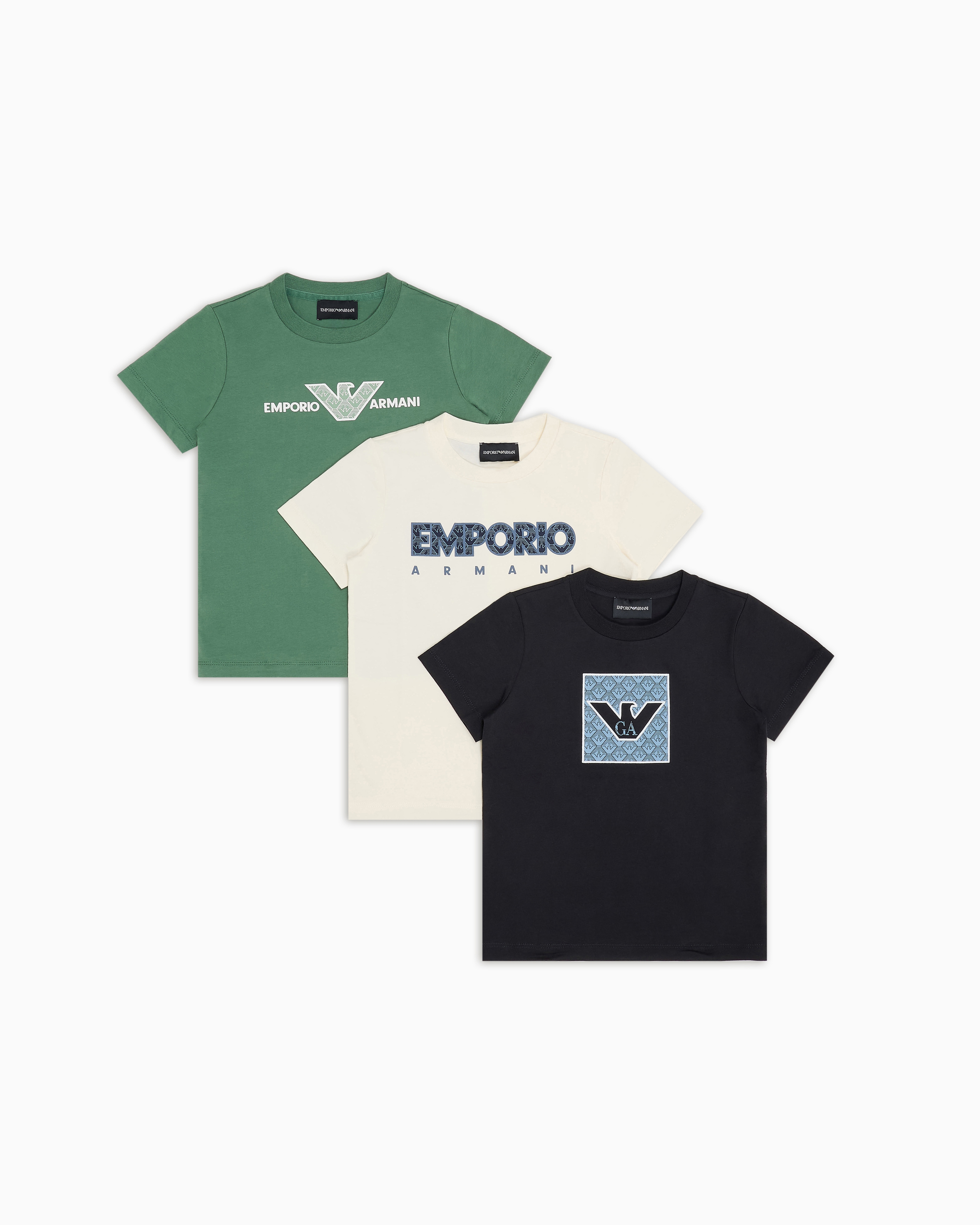 バックプリント♪【EMPORIO ARMANI】ロゴジャージーTシャツ ASV Tシャツ3枚セット ジャージー グラフィックデザイン ロゴ