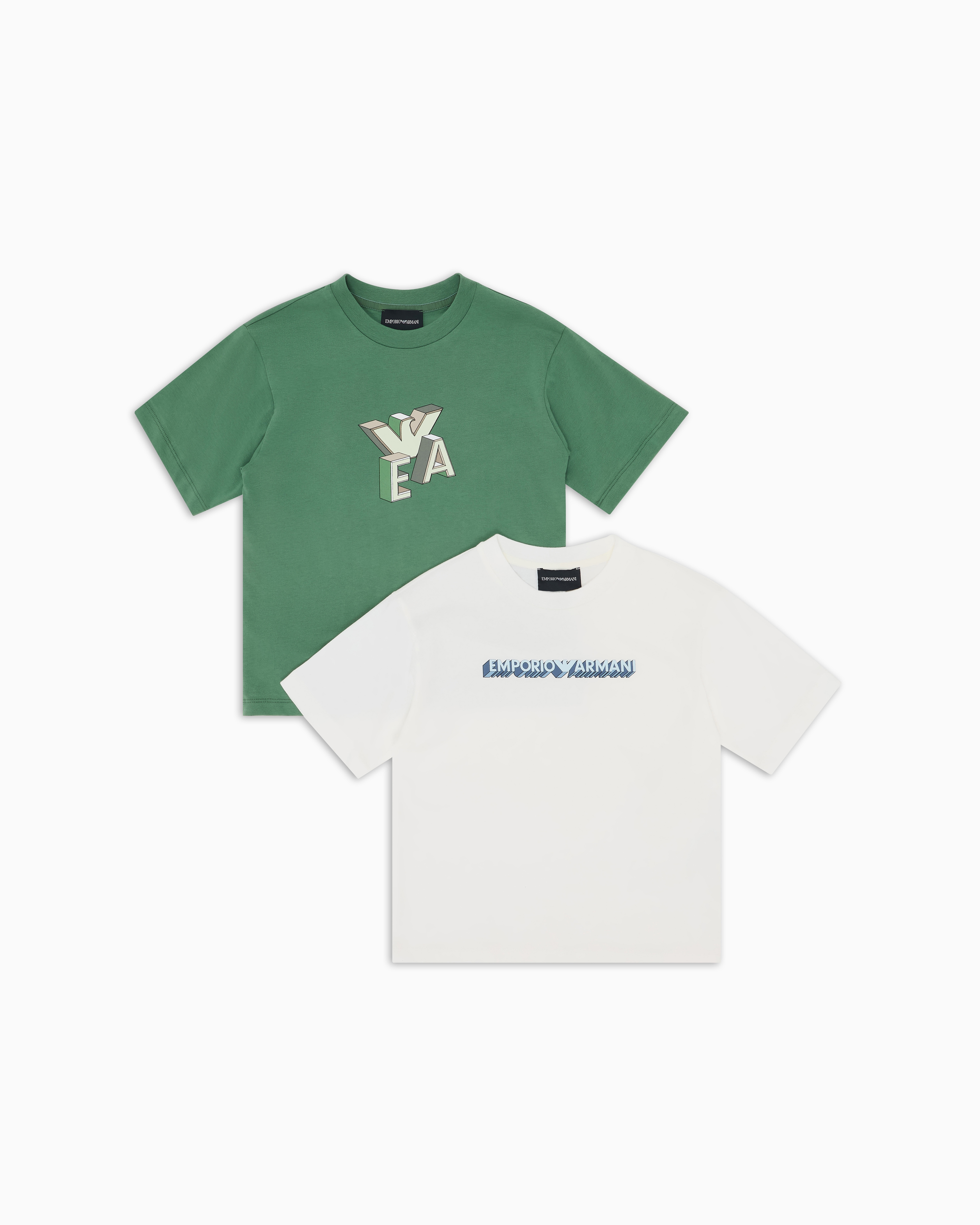 Emporio Armani - ASV Pack of two T-shirts with logo print, Boy, White, Size: