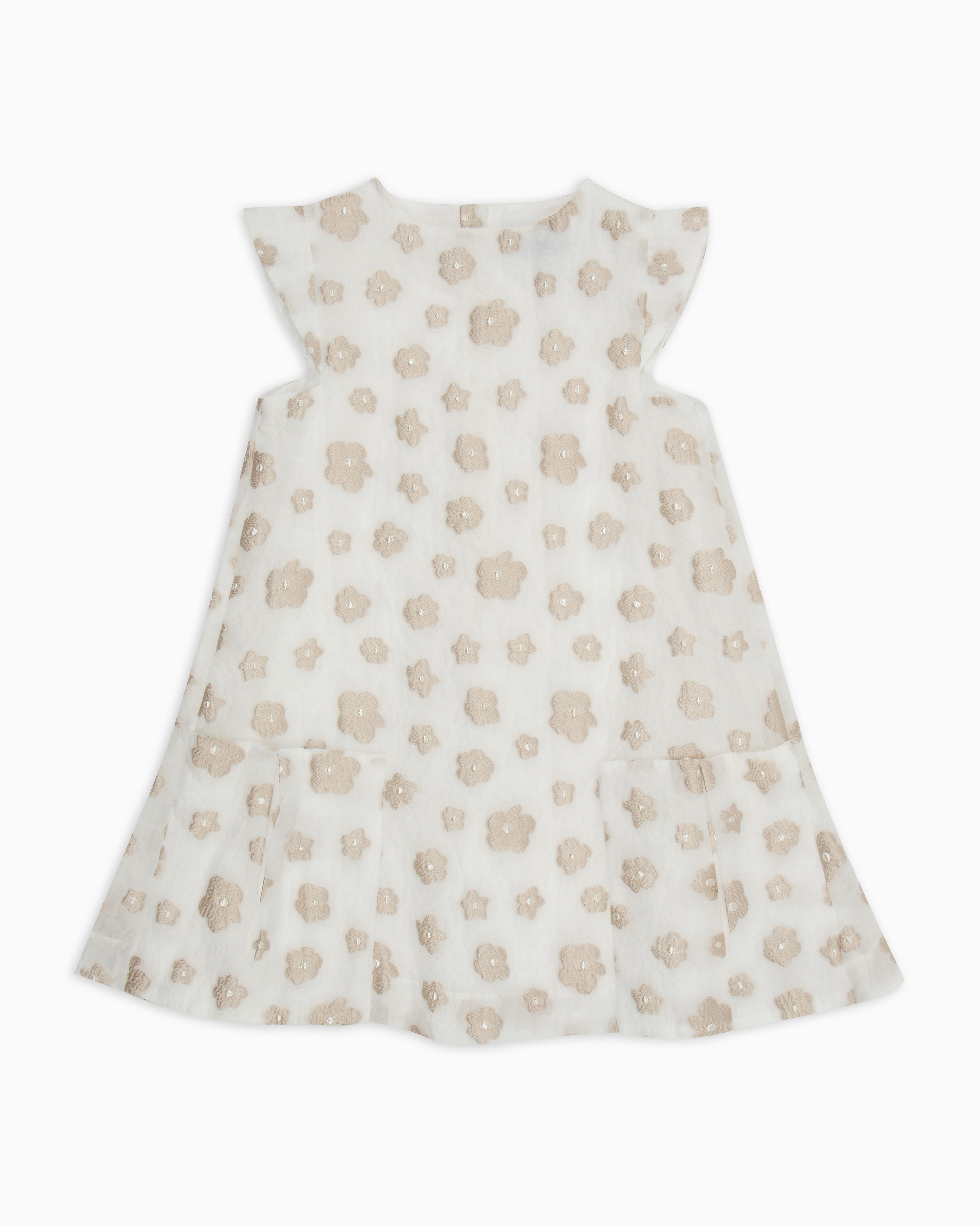 Emporio Armani - Floral fil coupé flared dress, Girl, White, Size: