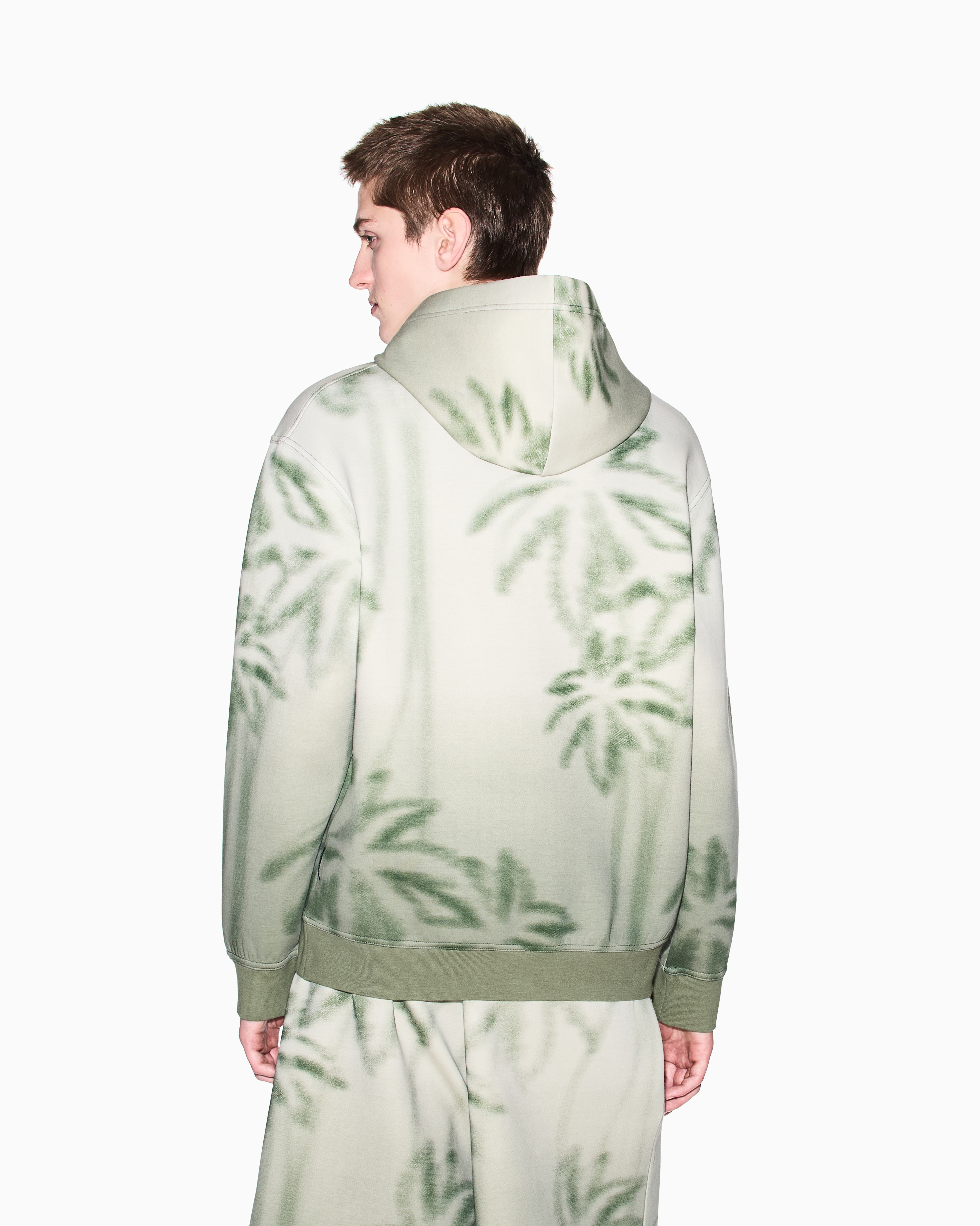 Armani Exchange - Palm tree pattern hoodie, Man, Beige, Size: