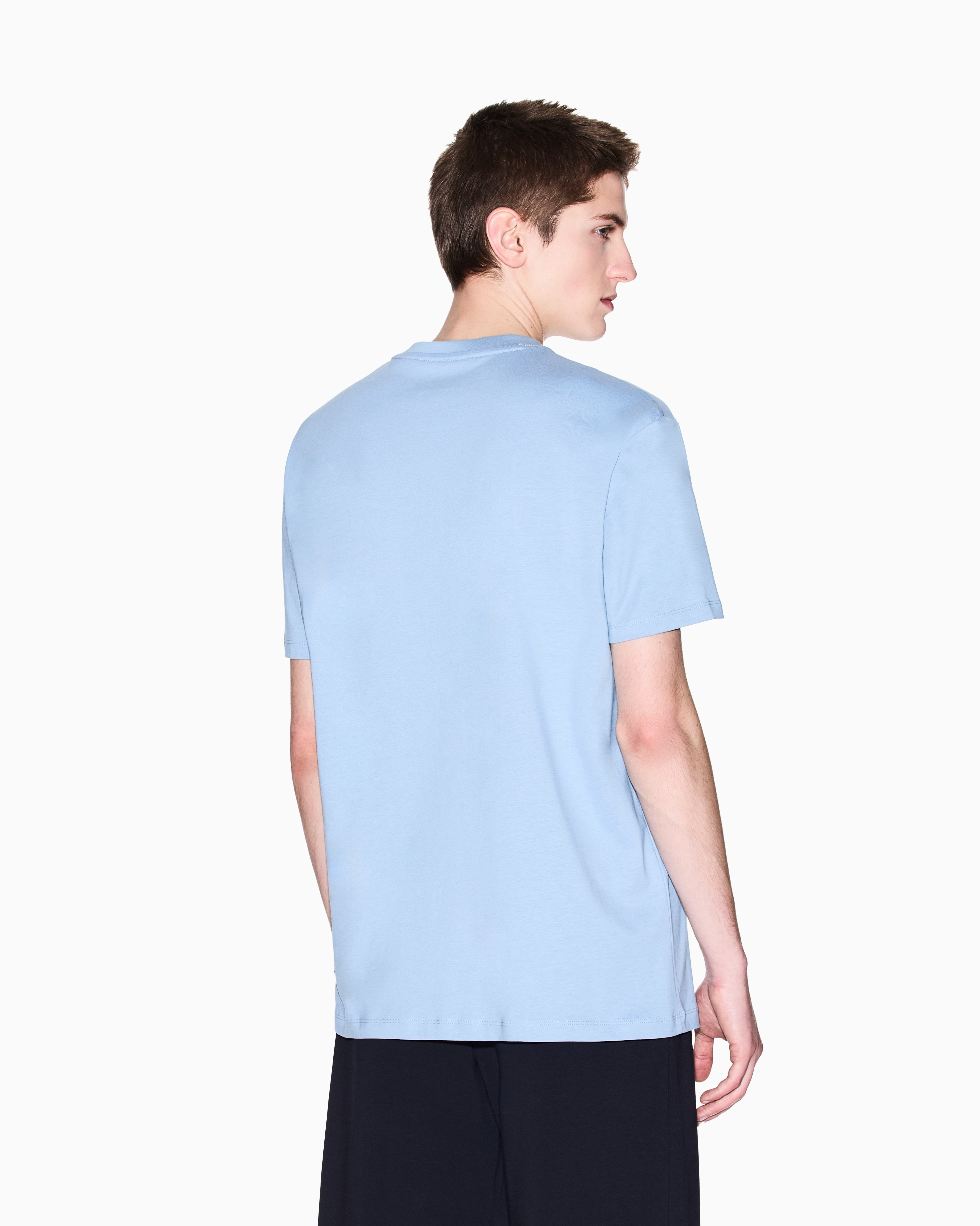 Armani Exchange - Regular fit T-shirt with logo lettering, Man, Light Blue, Size: