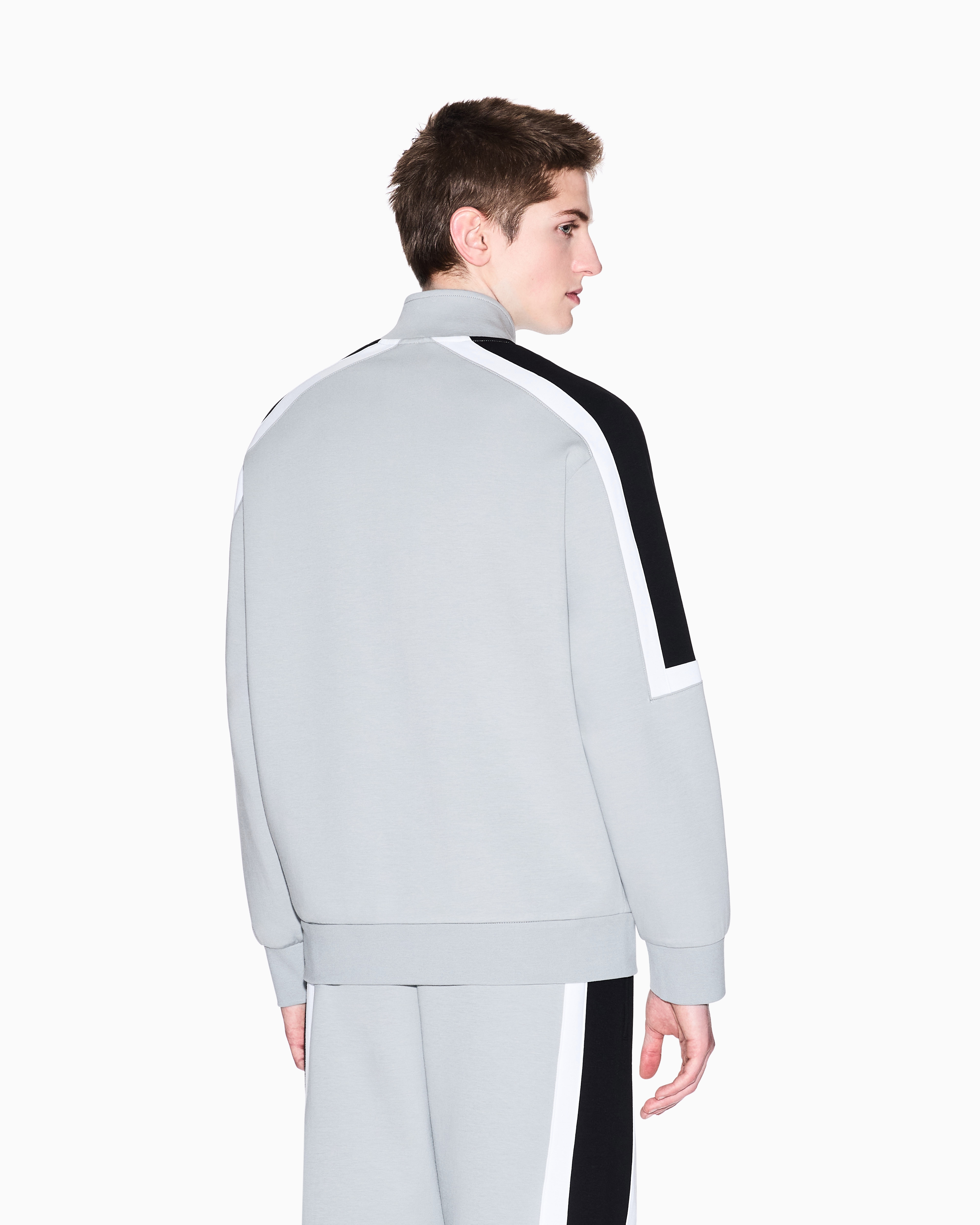 Armani Exchange - Full zip sweatshirt with contrasting stripes, Man, Grey, Size: