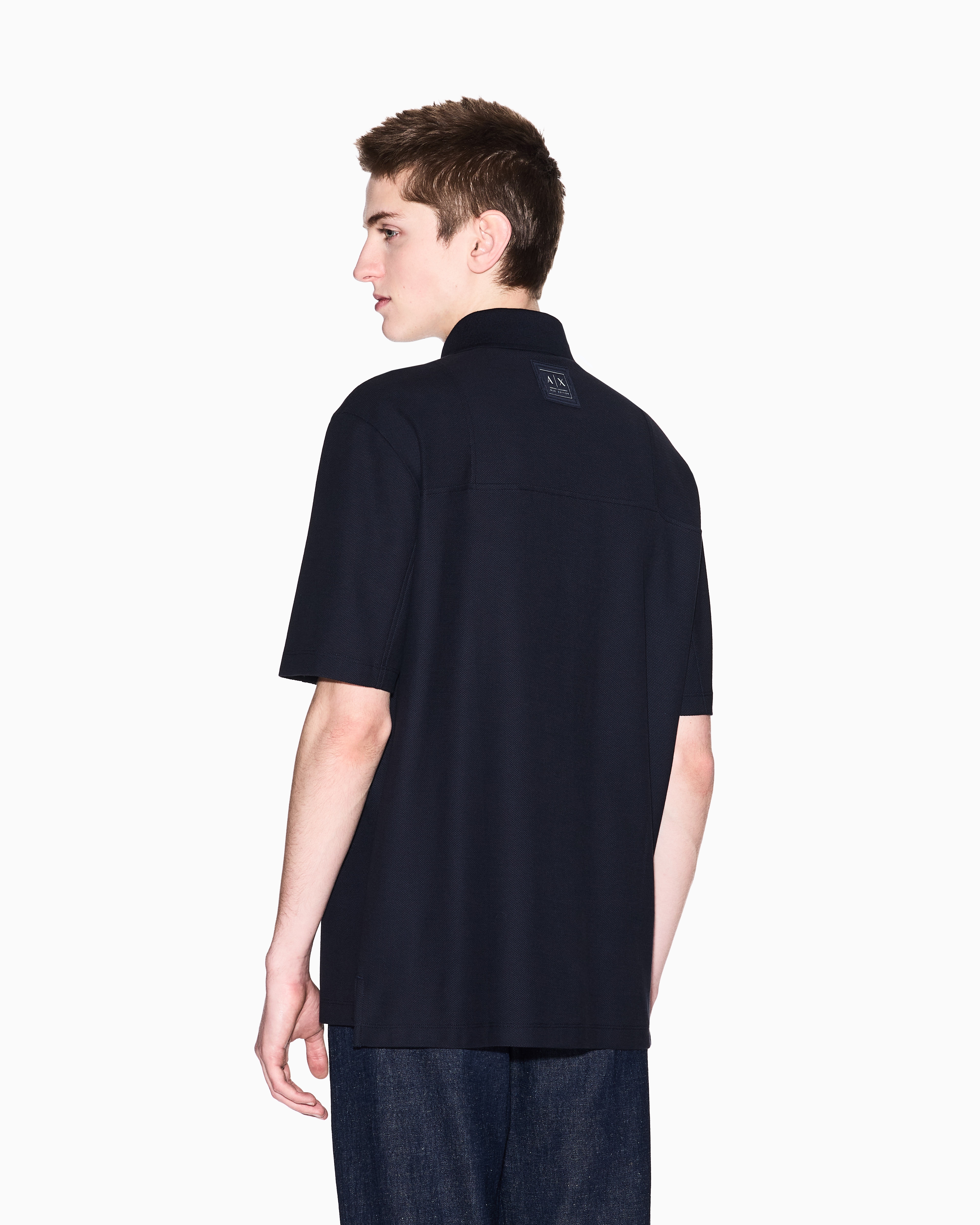 Armani Exchange - Regular fit pique polo, Man, Navy Blue, Size: