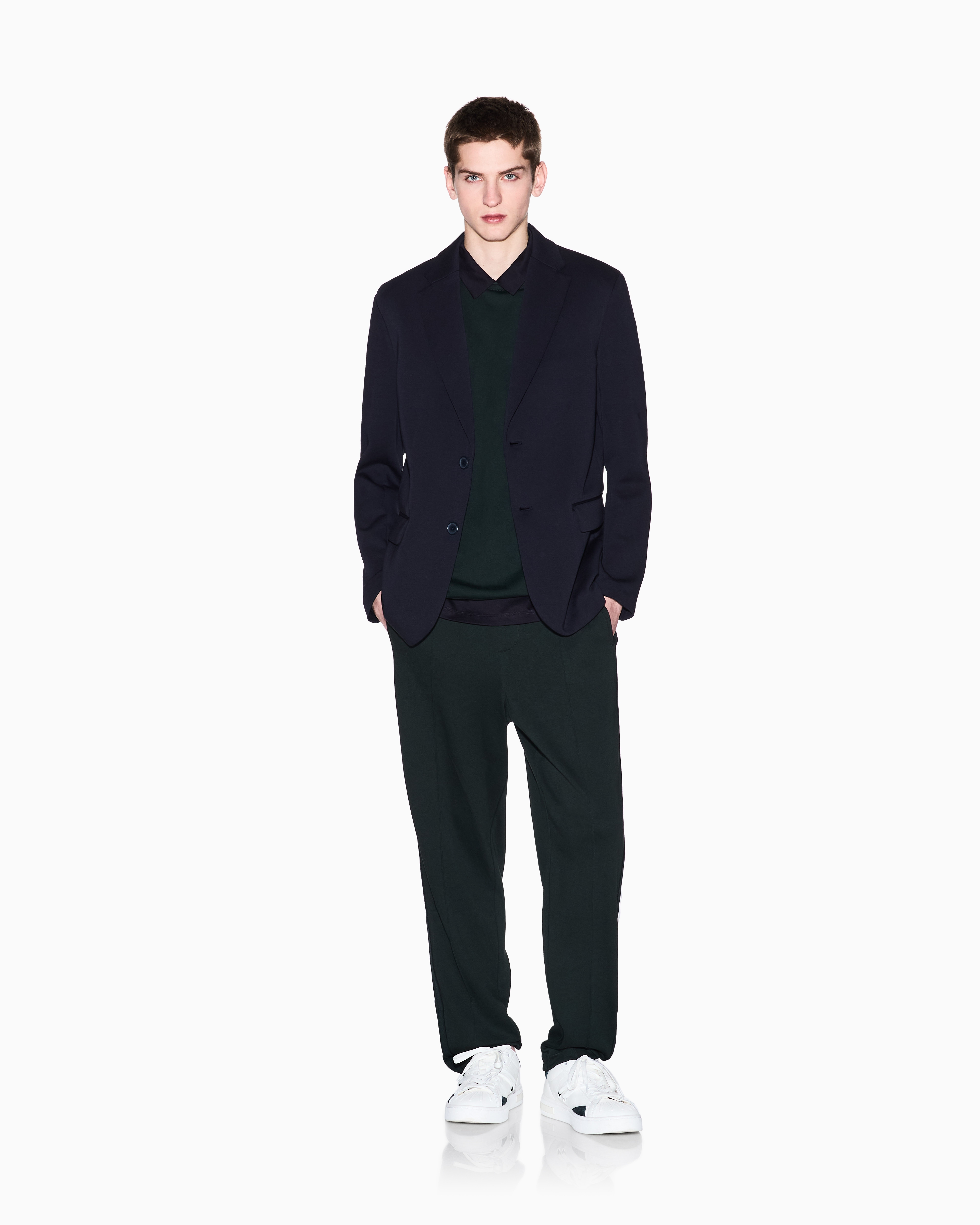 Armani Exchange - Single-breasted, two-button jacket stretch fabric, Man, Navy Blue, Size: