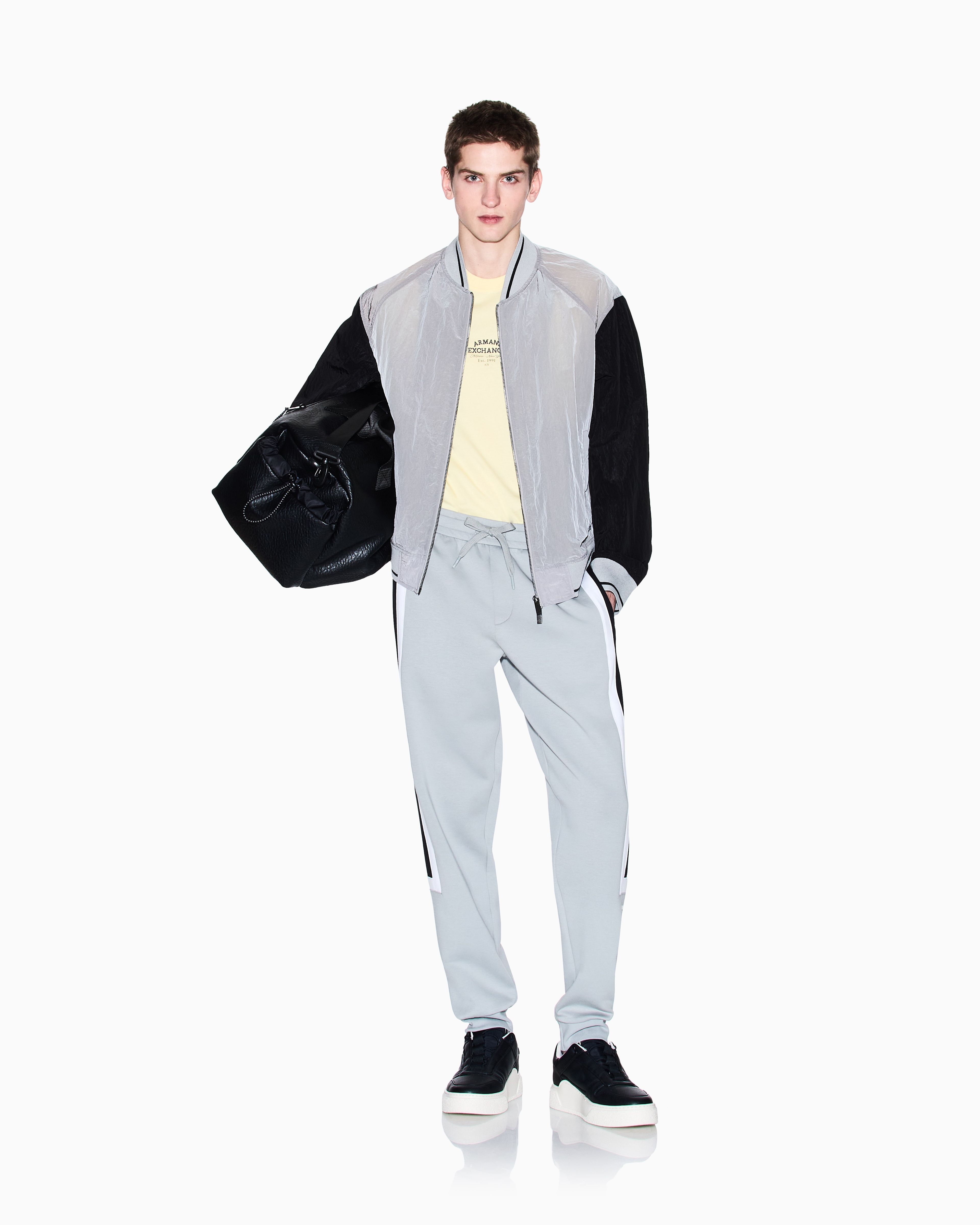 Armani Exchange - Bomber jacket with contrasting sleeves, Man, Grey, Size: