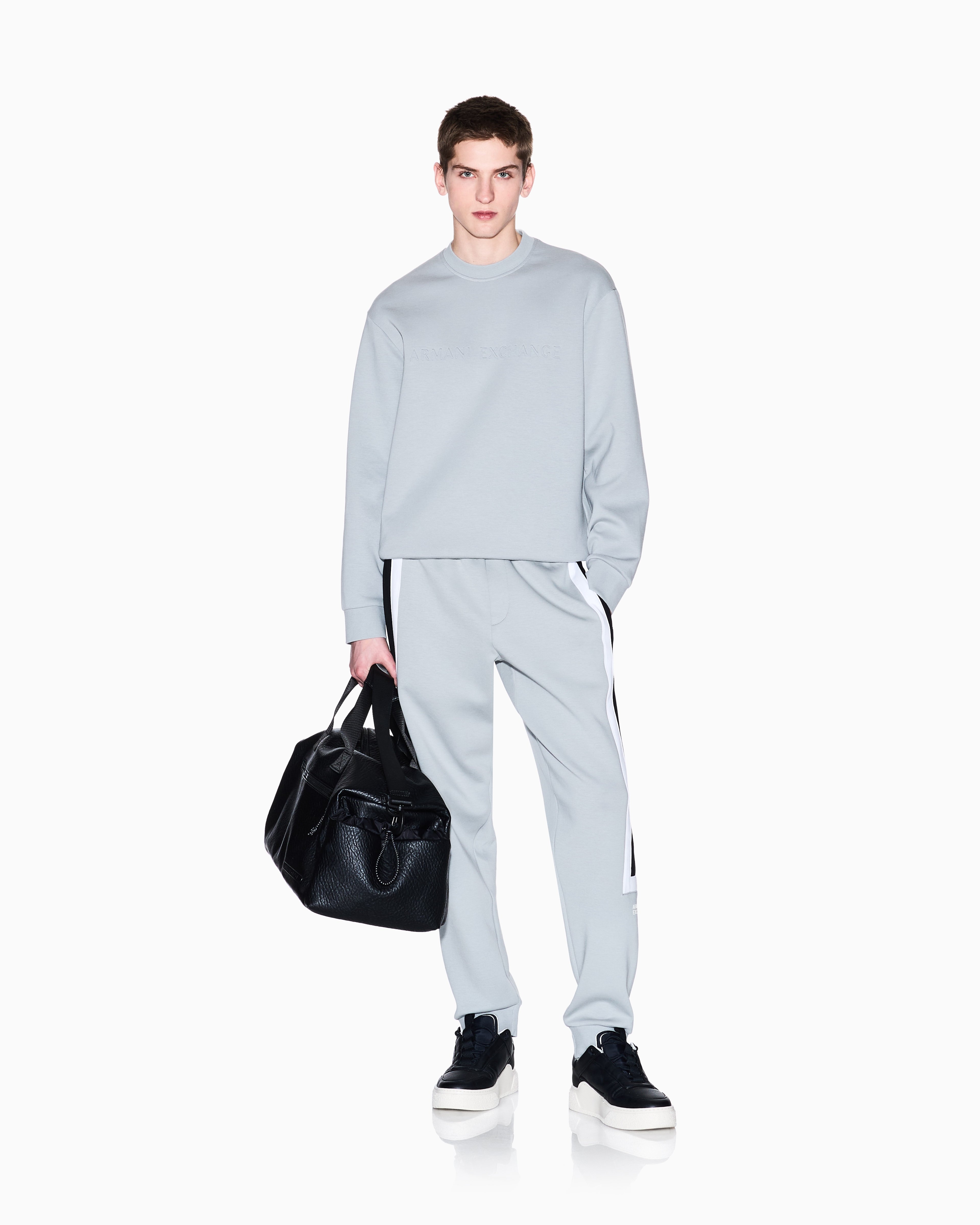 Armani Exchange - Crewneck cotton blend sweatshirt, Man, Grey, Size: