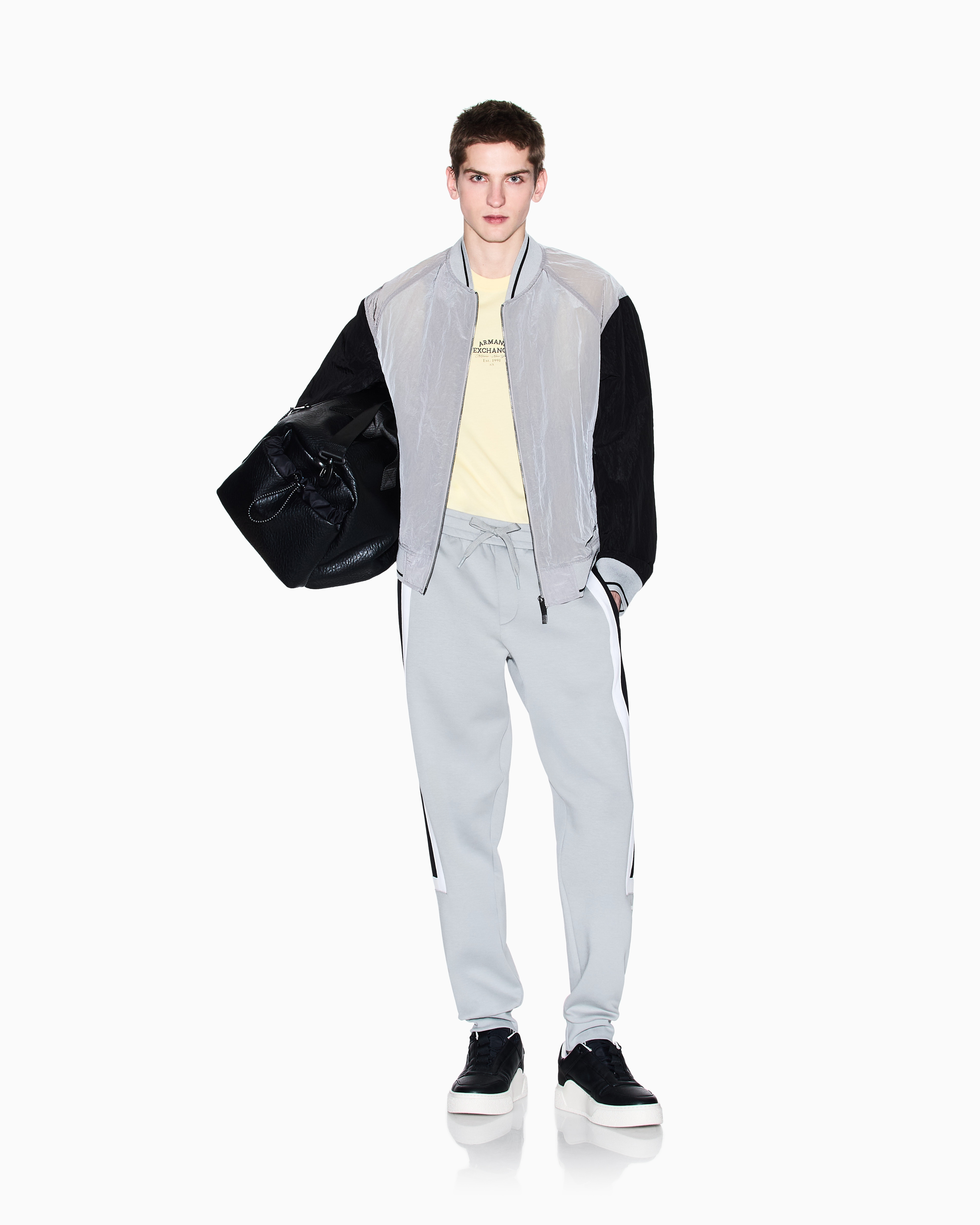 Armani Exchange - Jogger pants with contrasting stripes, Man, Grey, Size:
