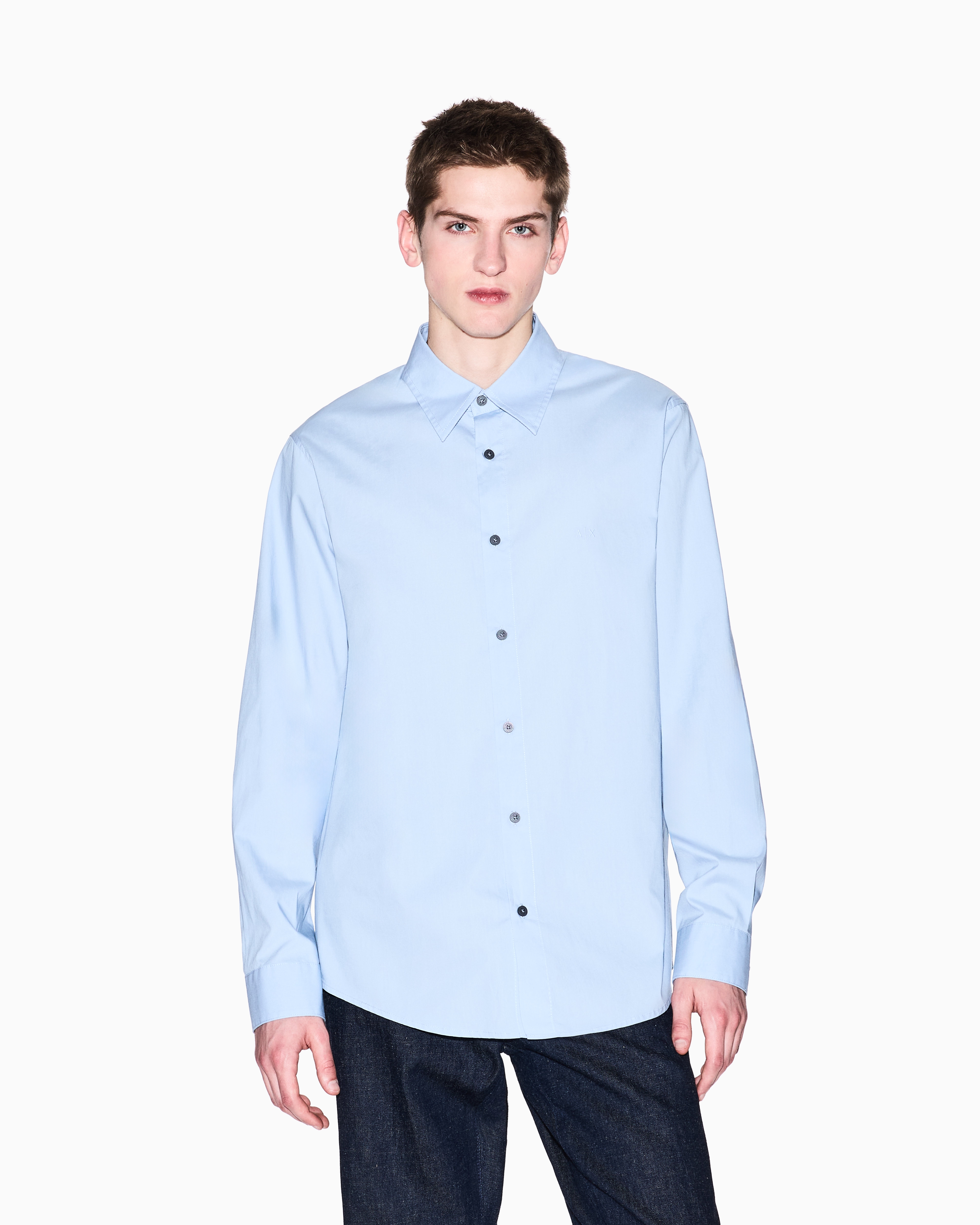 Armani Exchange - Regular fit cotton and lyocell shirt, Man, Light Blue, Size: