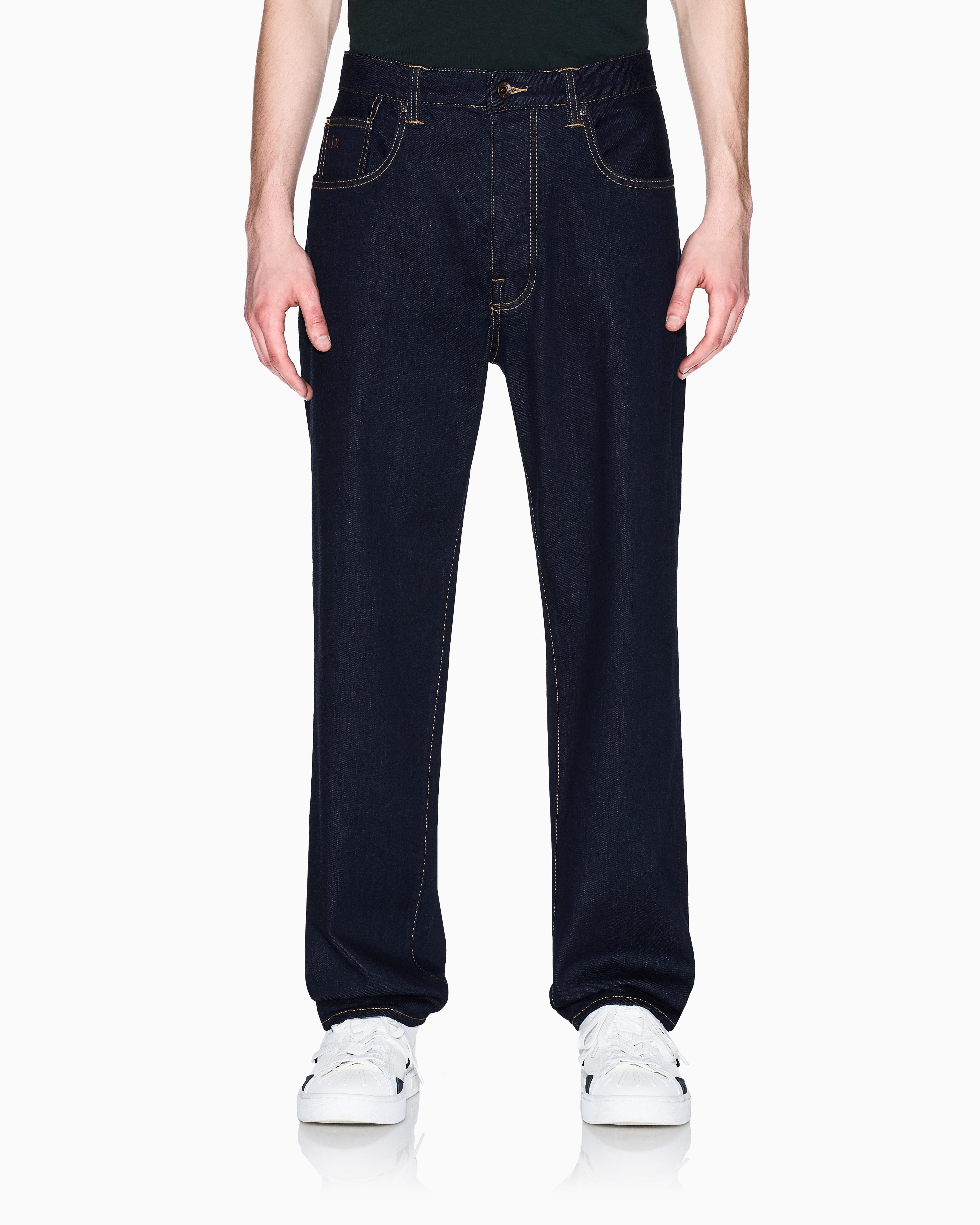 Armani Exchange - J82 loose tapered jeans cotton denim, Man, Blue, Size: