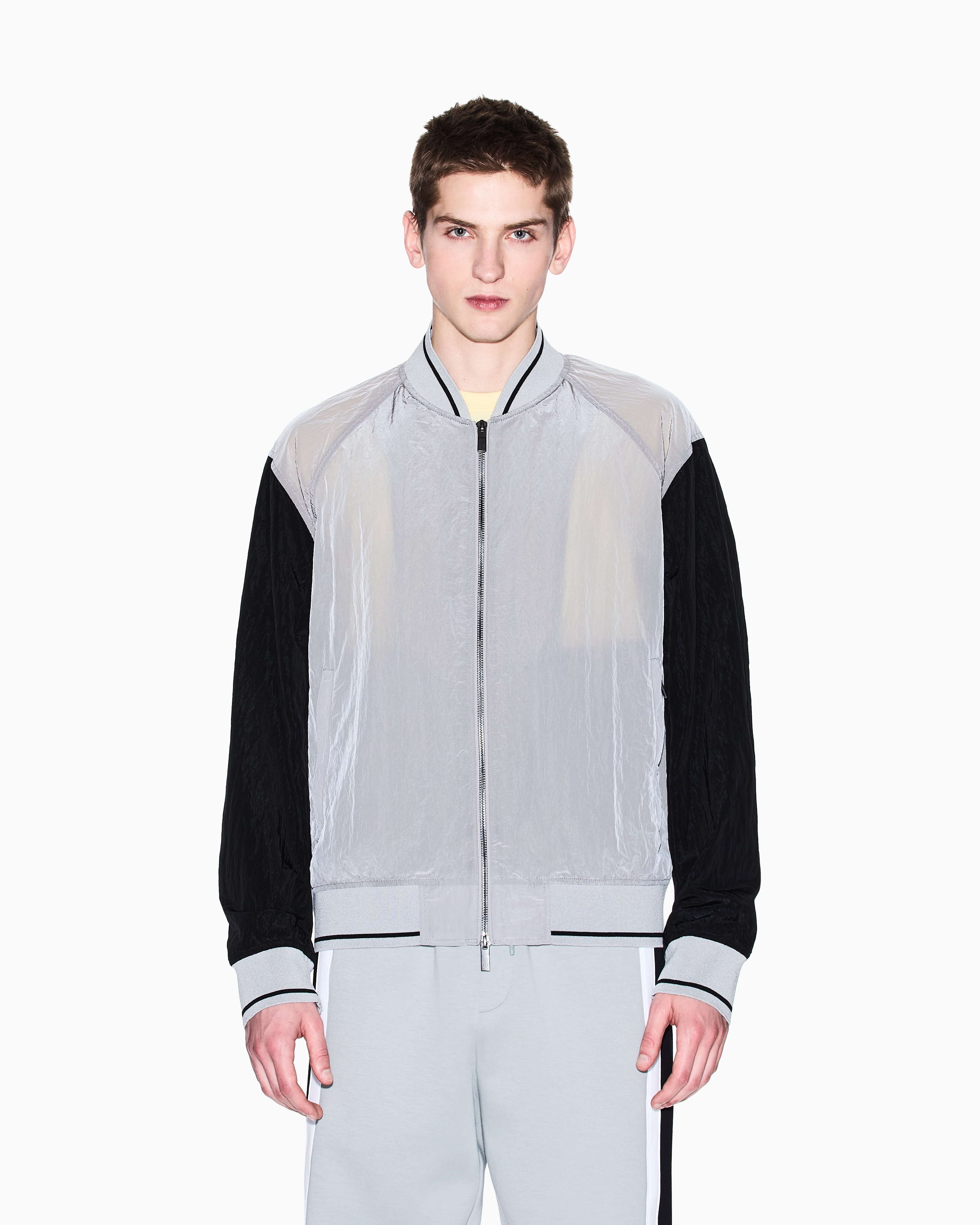 Armani Exchange - Bomber jacket with contrasting sleeves, Man, Grey, Size: