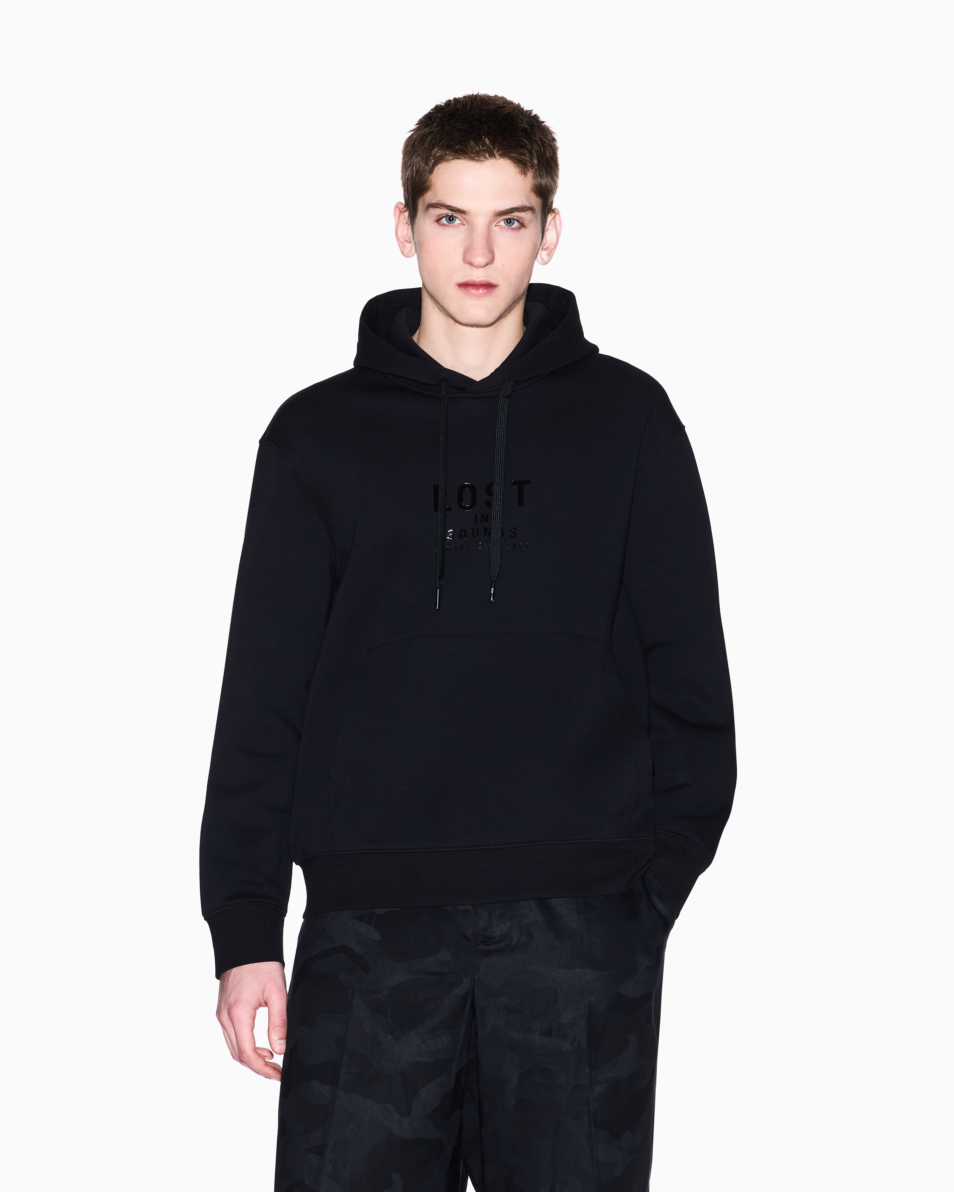 Armani Exchange - Lost sound hoodie, Man, Black, Size: