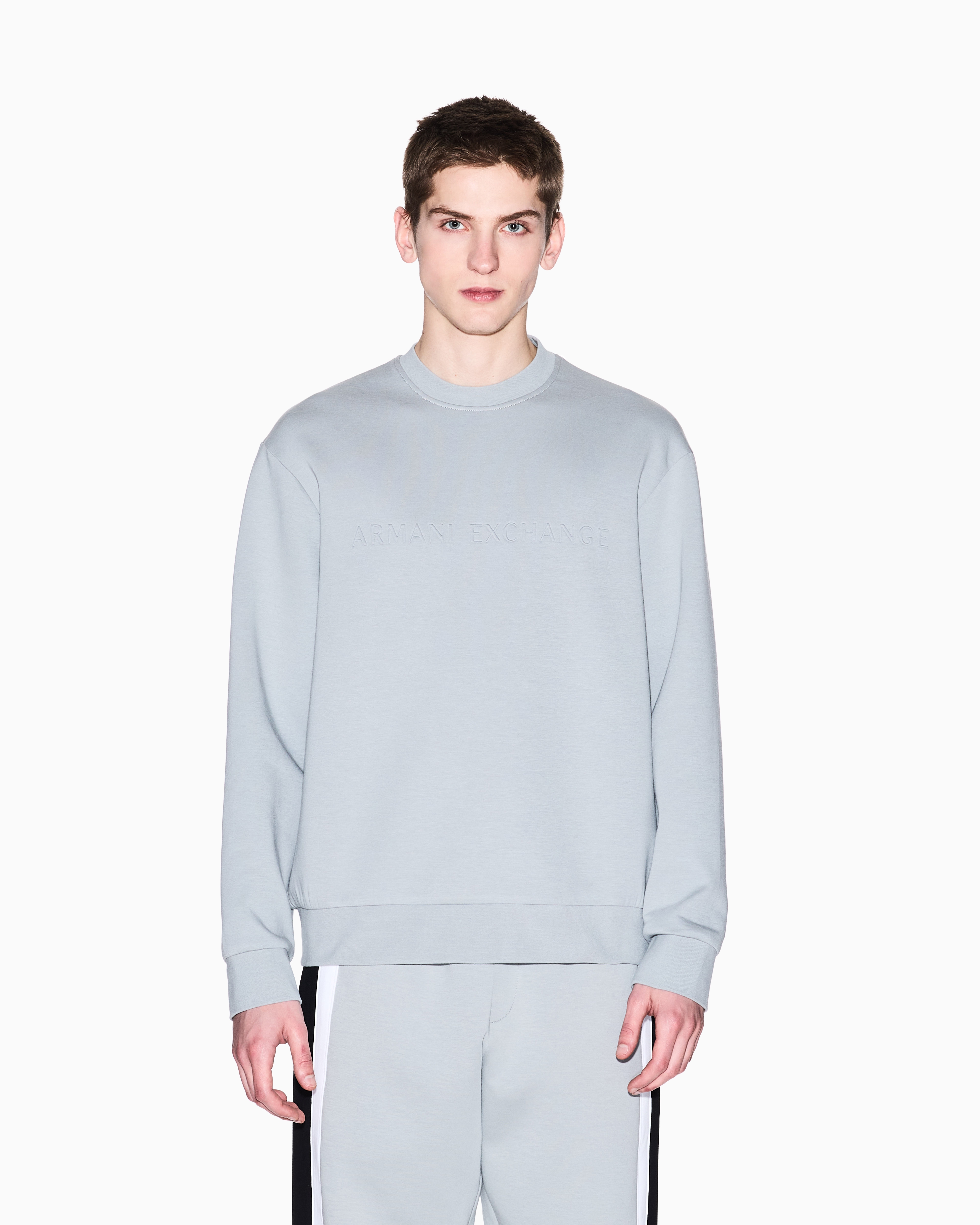 Armani Exchange - Crewneck cotton blend sweatshirt, Man, Grey, Size: