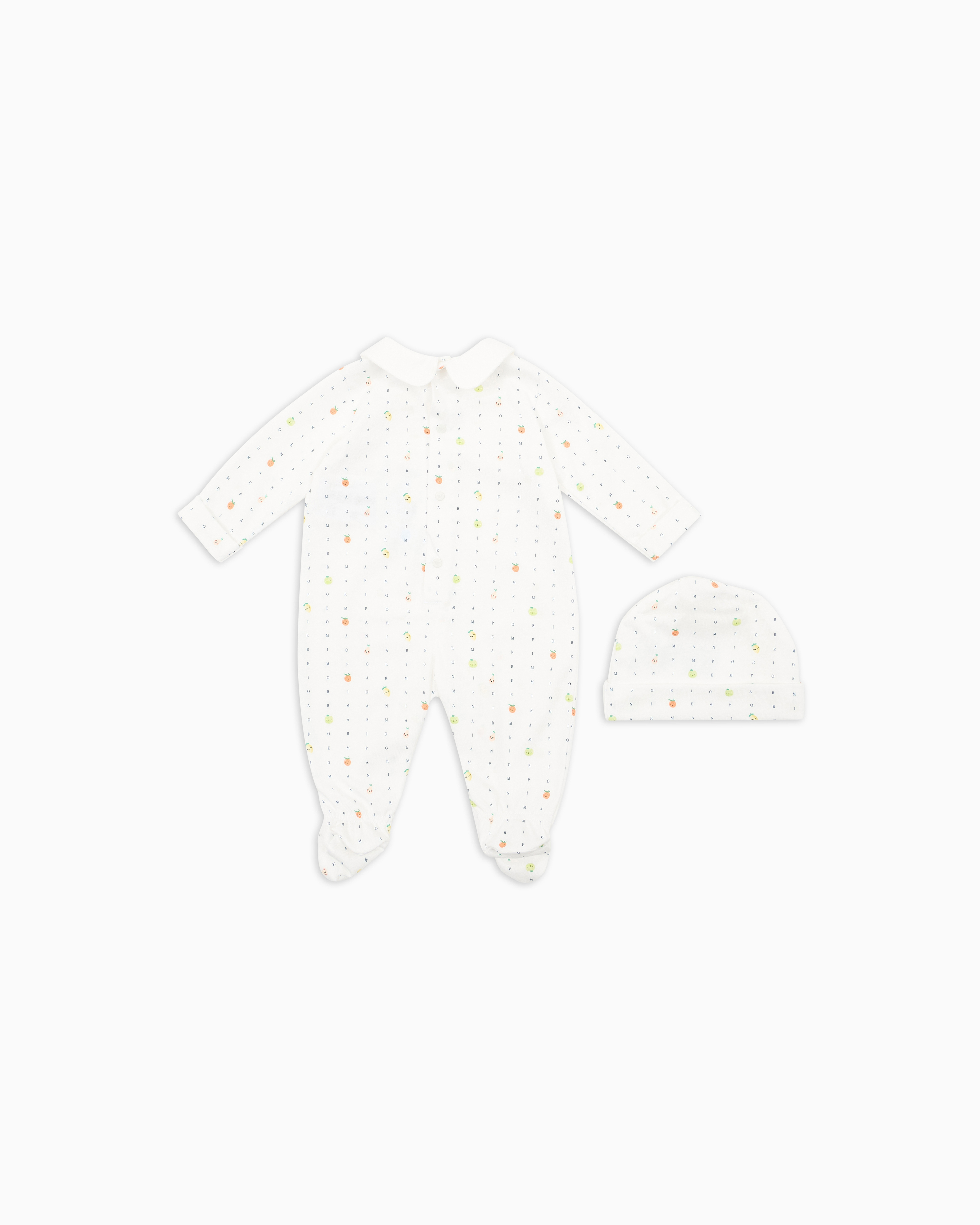 Emporio Armani Colour Juice Printed Jersey Onesie And Beanie Set In White