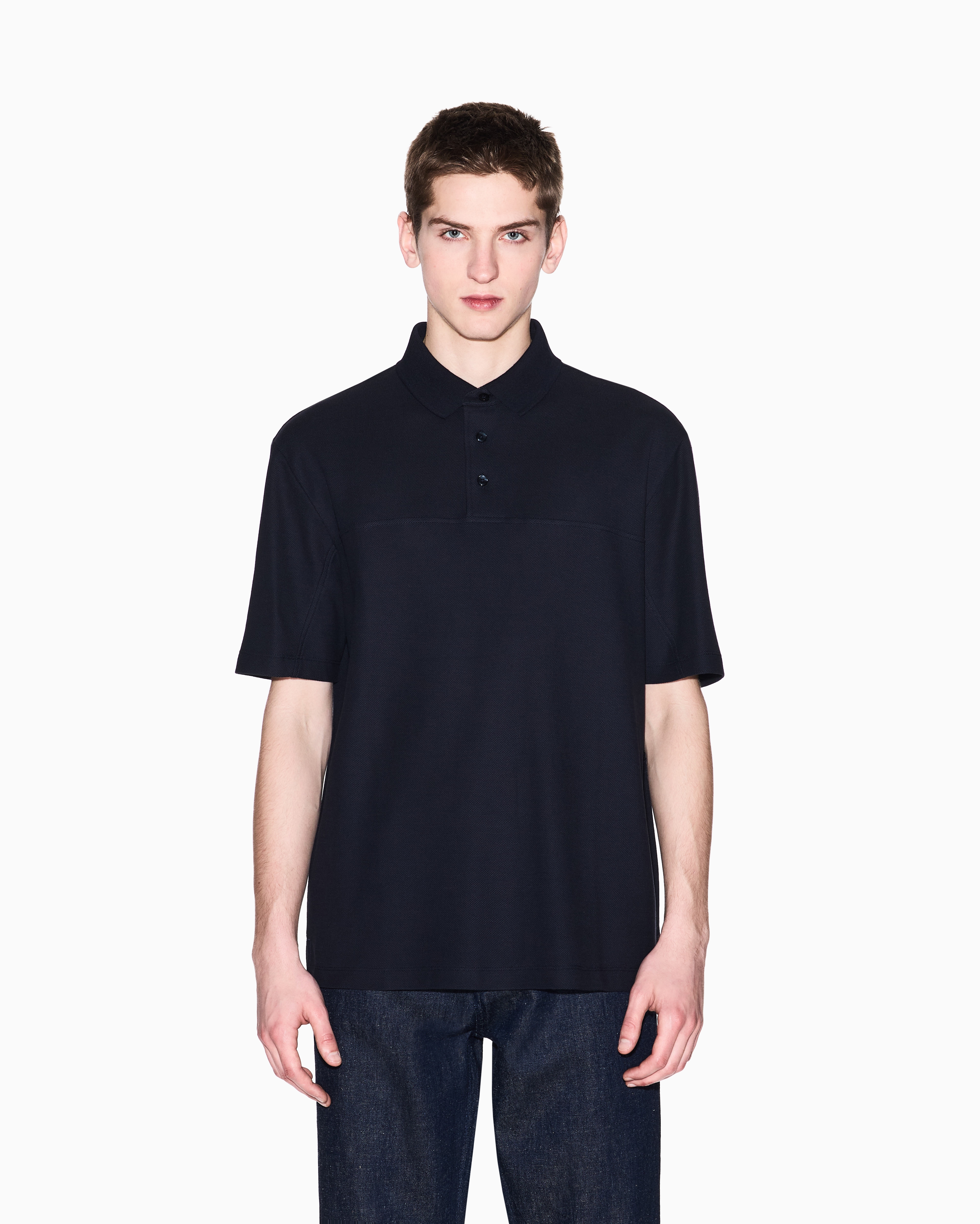 Armani Exchange - Regular fit pique polo, Man, Navy Blue, Size:
