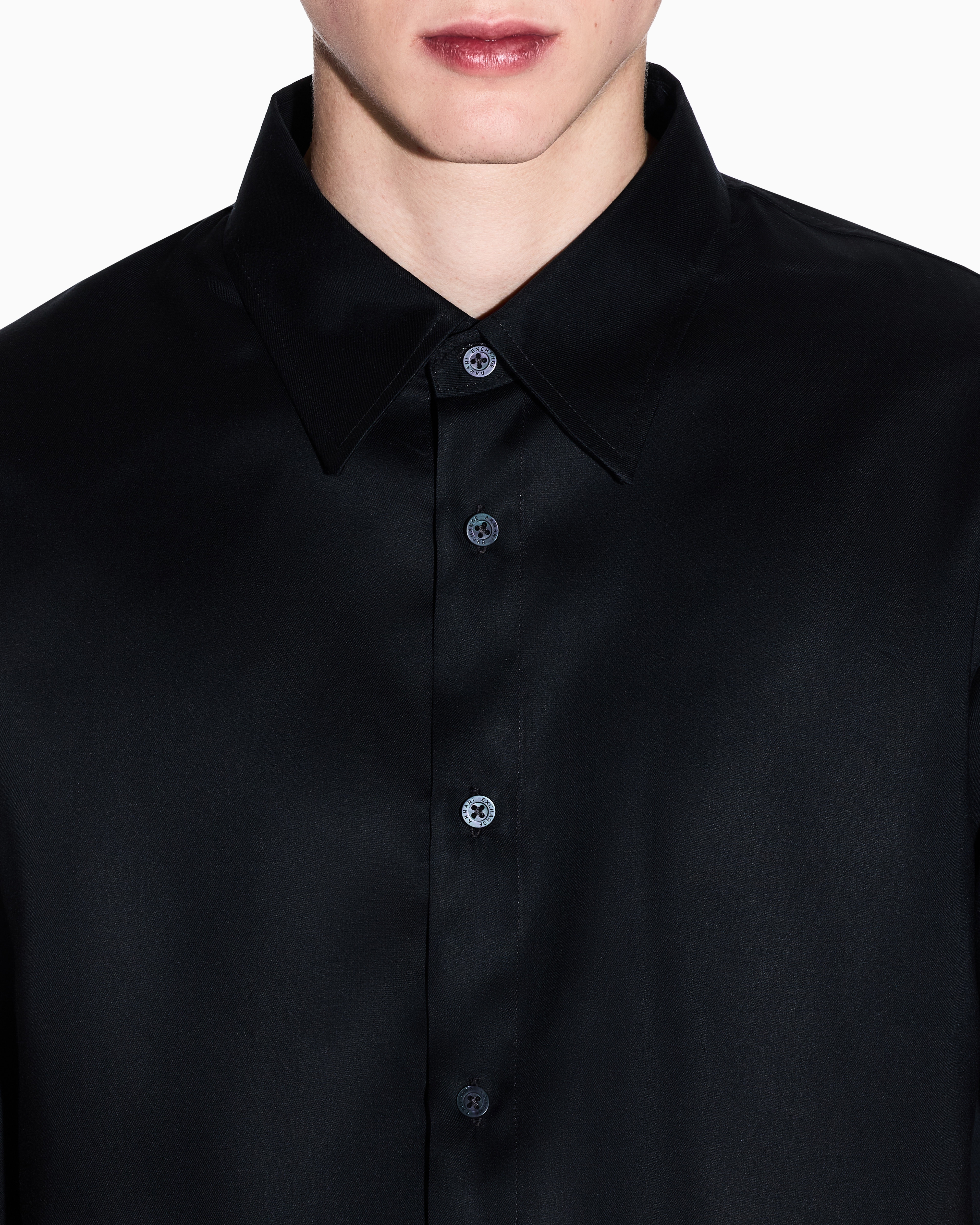 Armani Exchange - Regular fit shirt lyocell twill, Man, Black, Size: