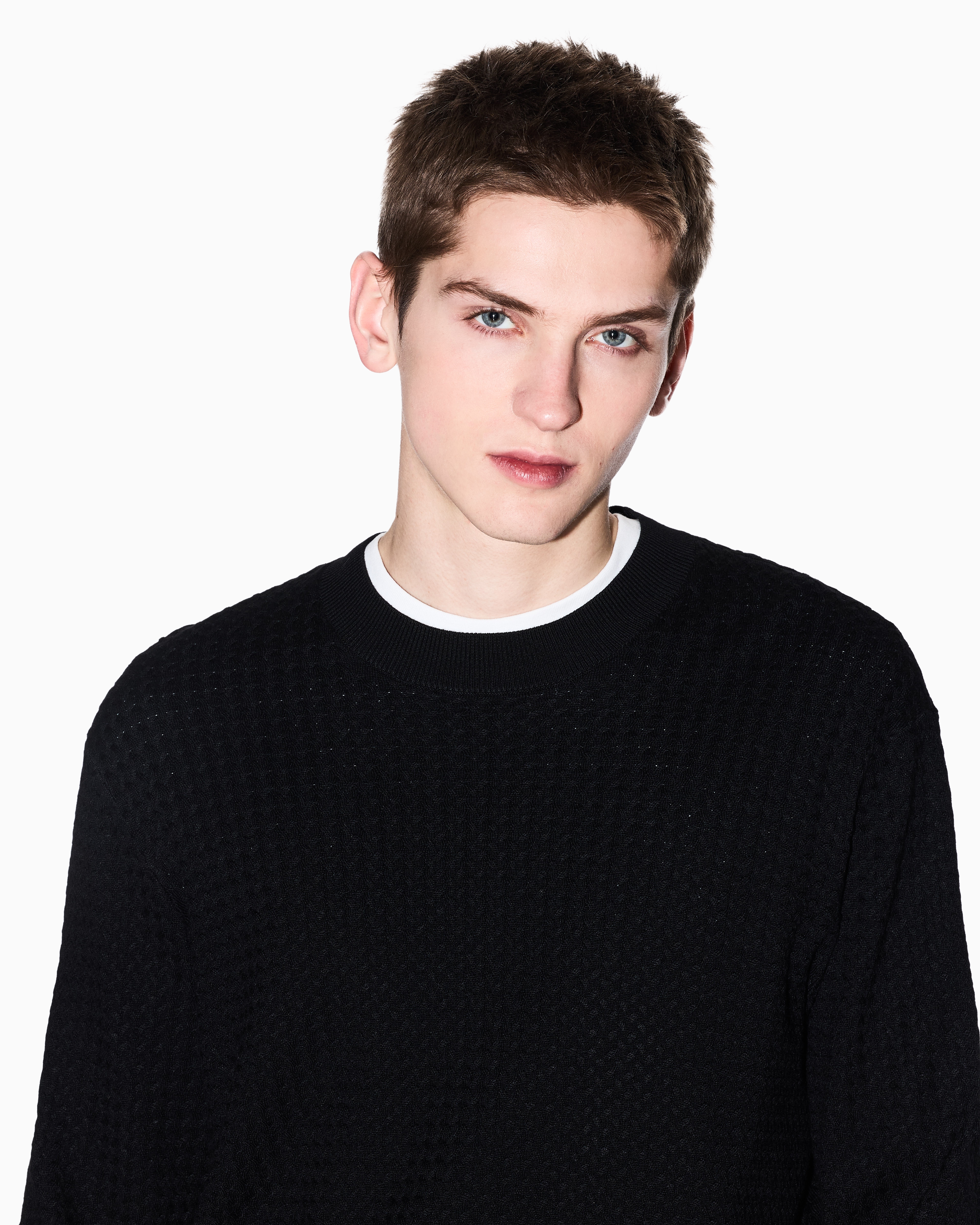 Armani Exchange - Striped viscose blend sweater, Man, Black, Size: