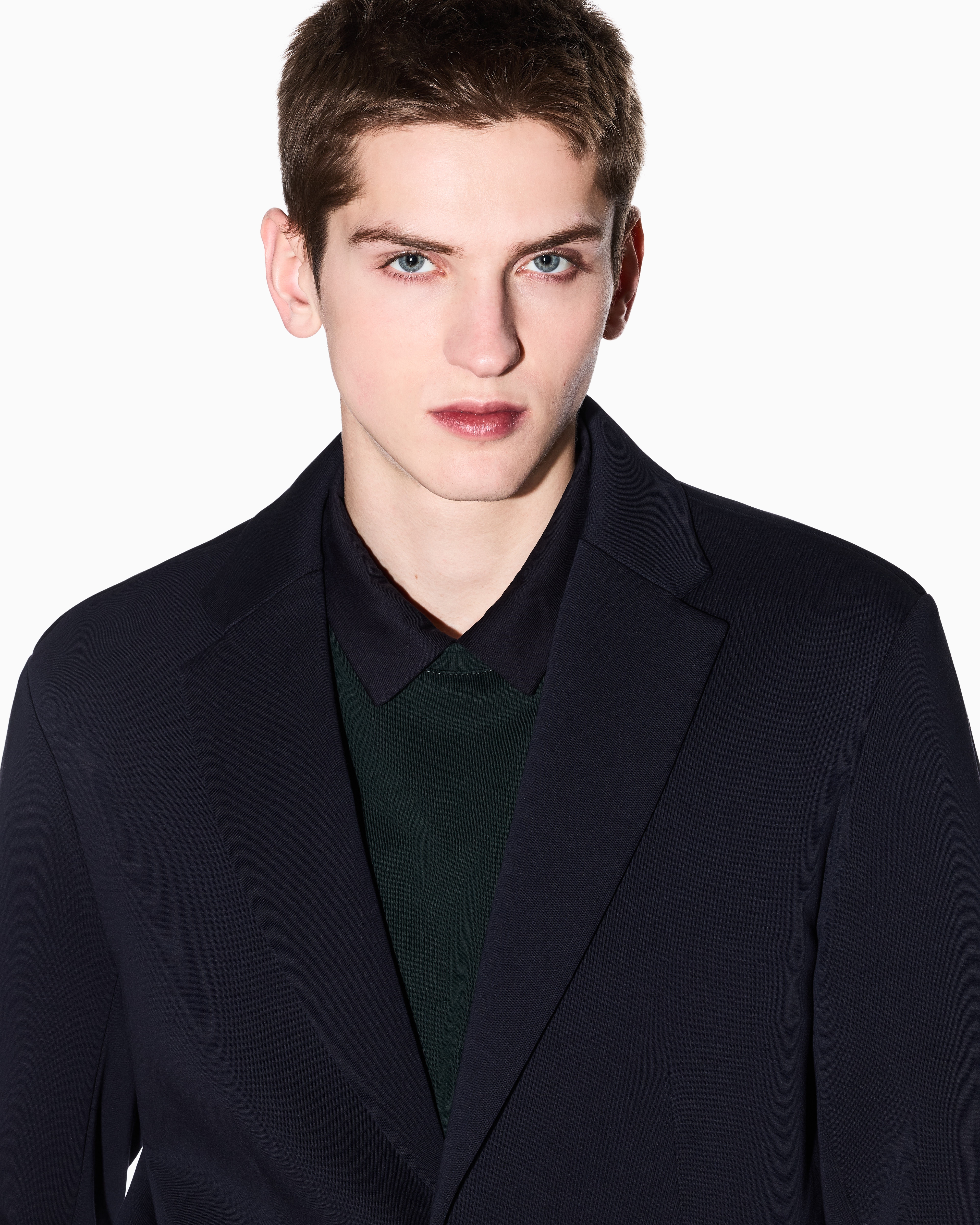 Armani Exchange - Single-breasted, two-button jacket stretch fabric, Man, Navy Blue, Size: