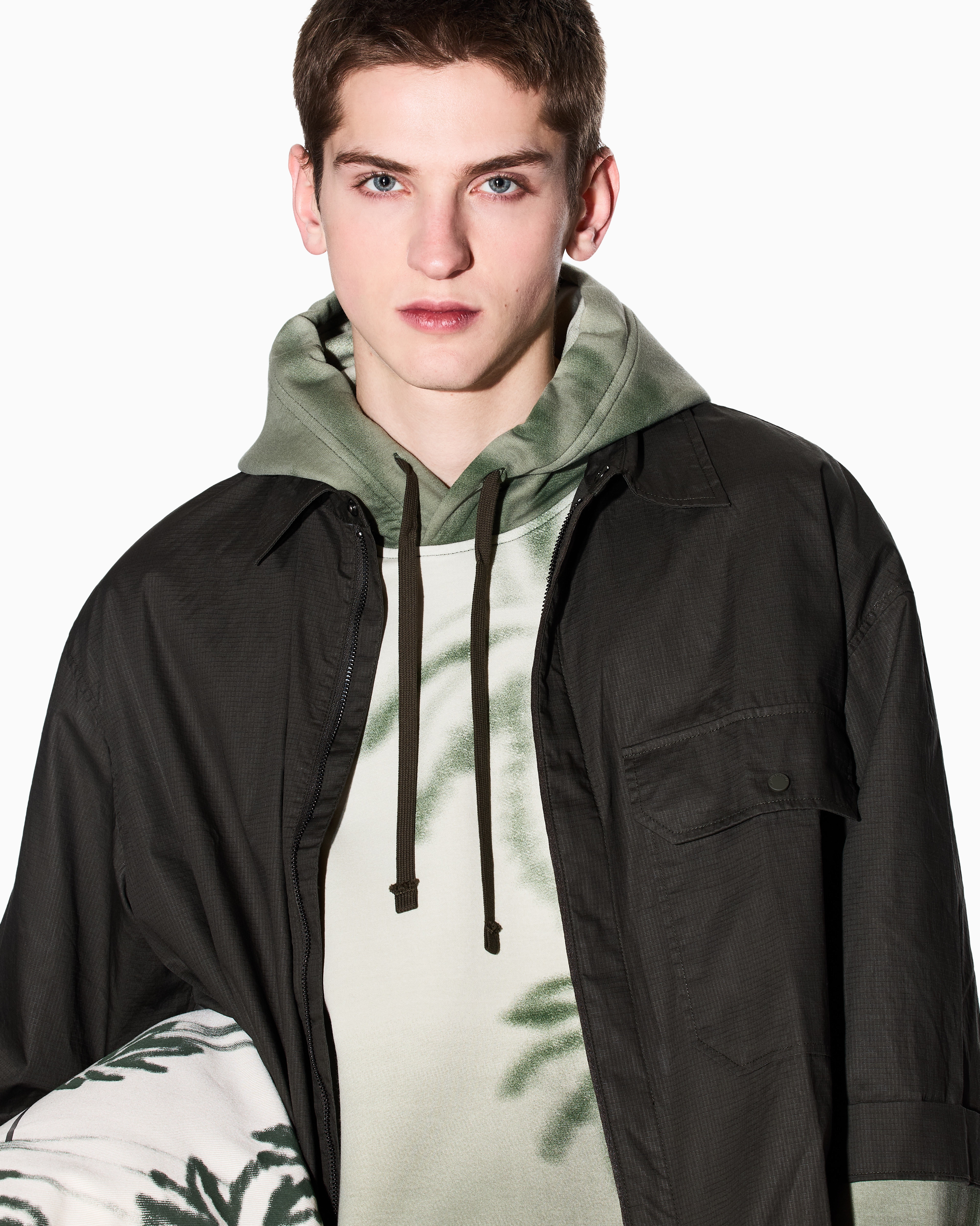 Armani Exchange - Palm tree pattern hoodie, Man, Beige, Size: