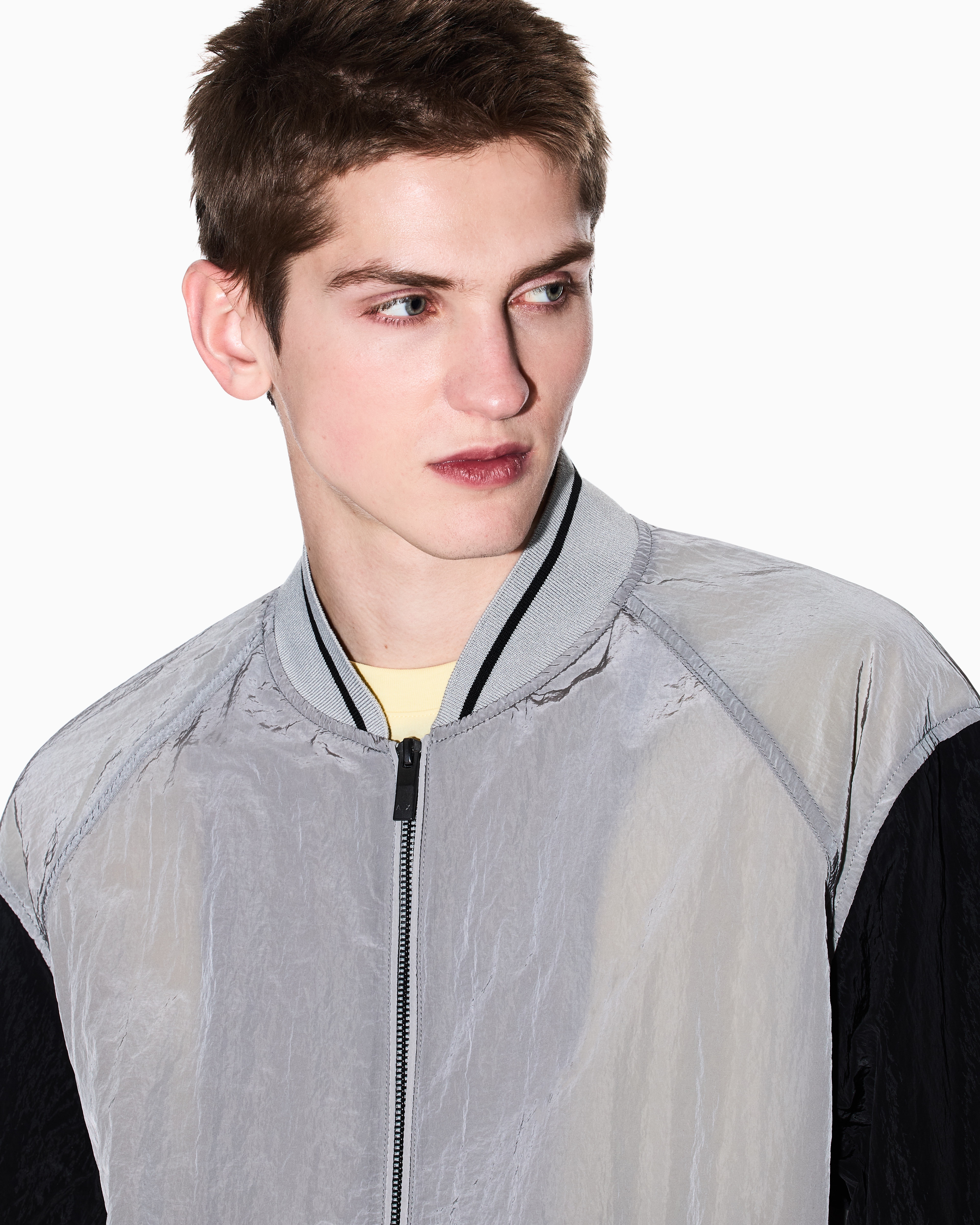 Armani Exchange - Bomber jacket with contrasting sleeves, Man, Grey, Size: