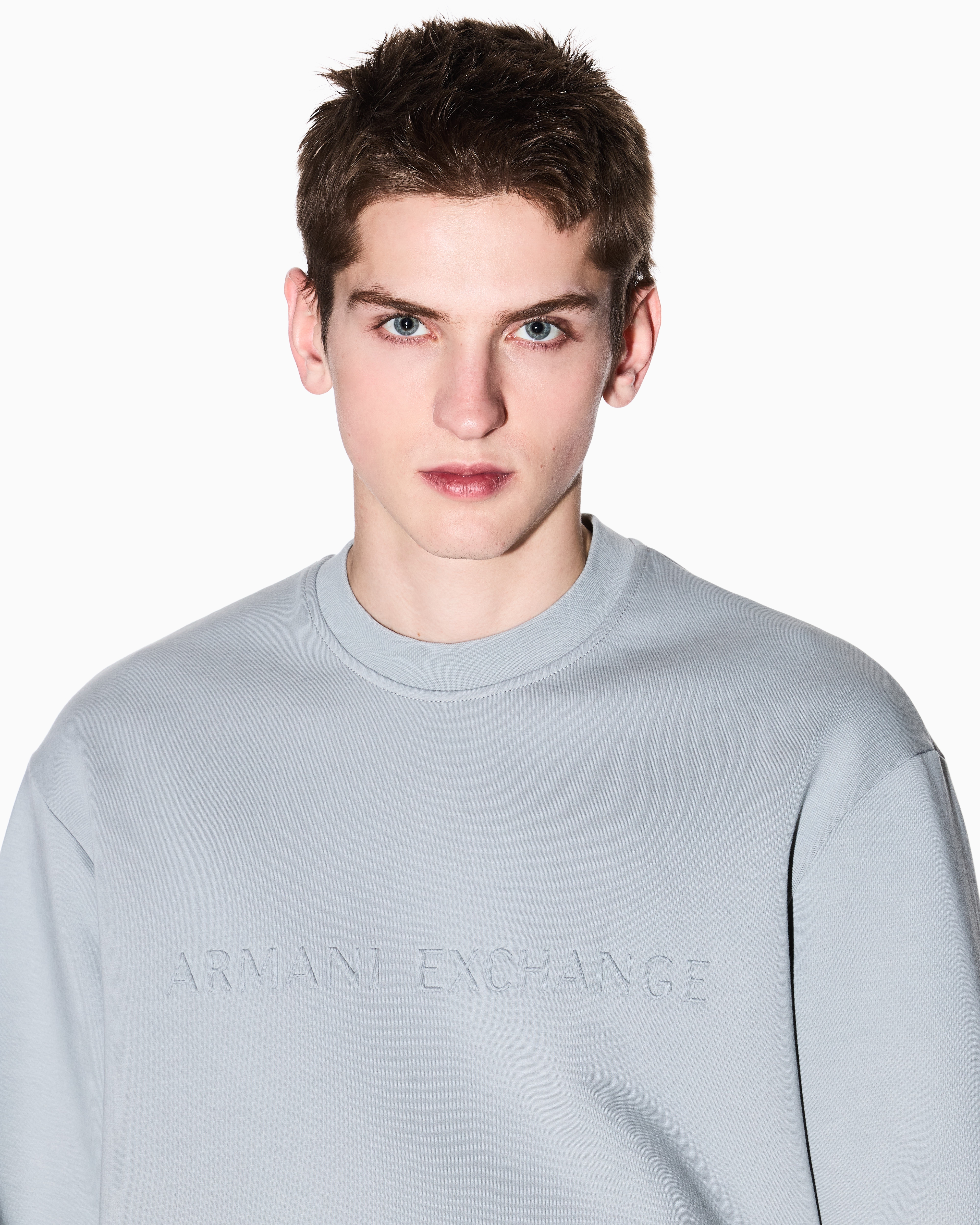 Armani Exchange - Crewneck cotton blend sweatshirt, Man, Grey, Size: