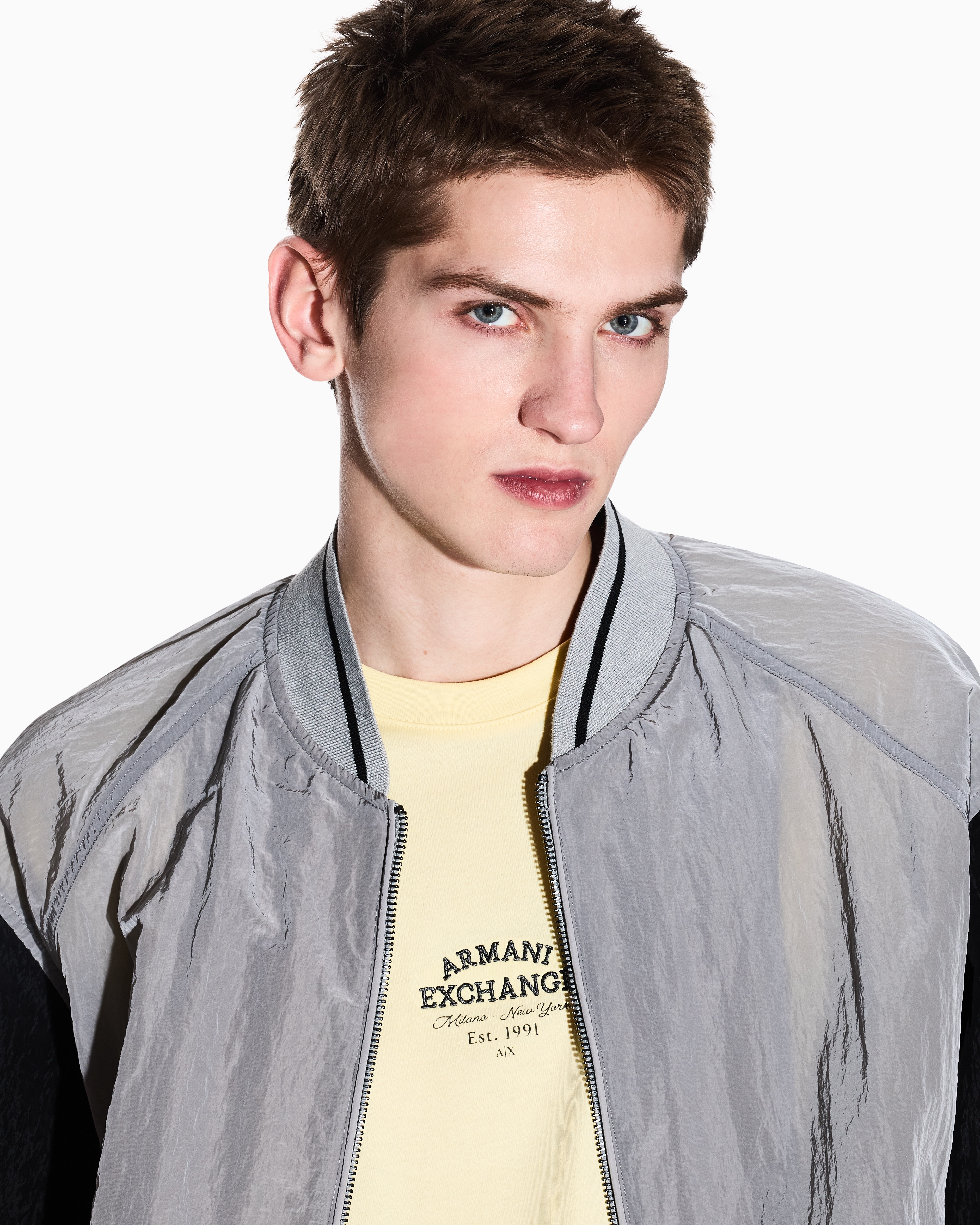 Armani Exchange - Regular fit cotton T-shirt with logo, Man, Yellow, Size: