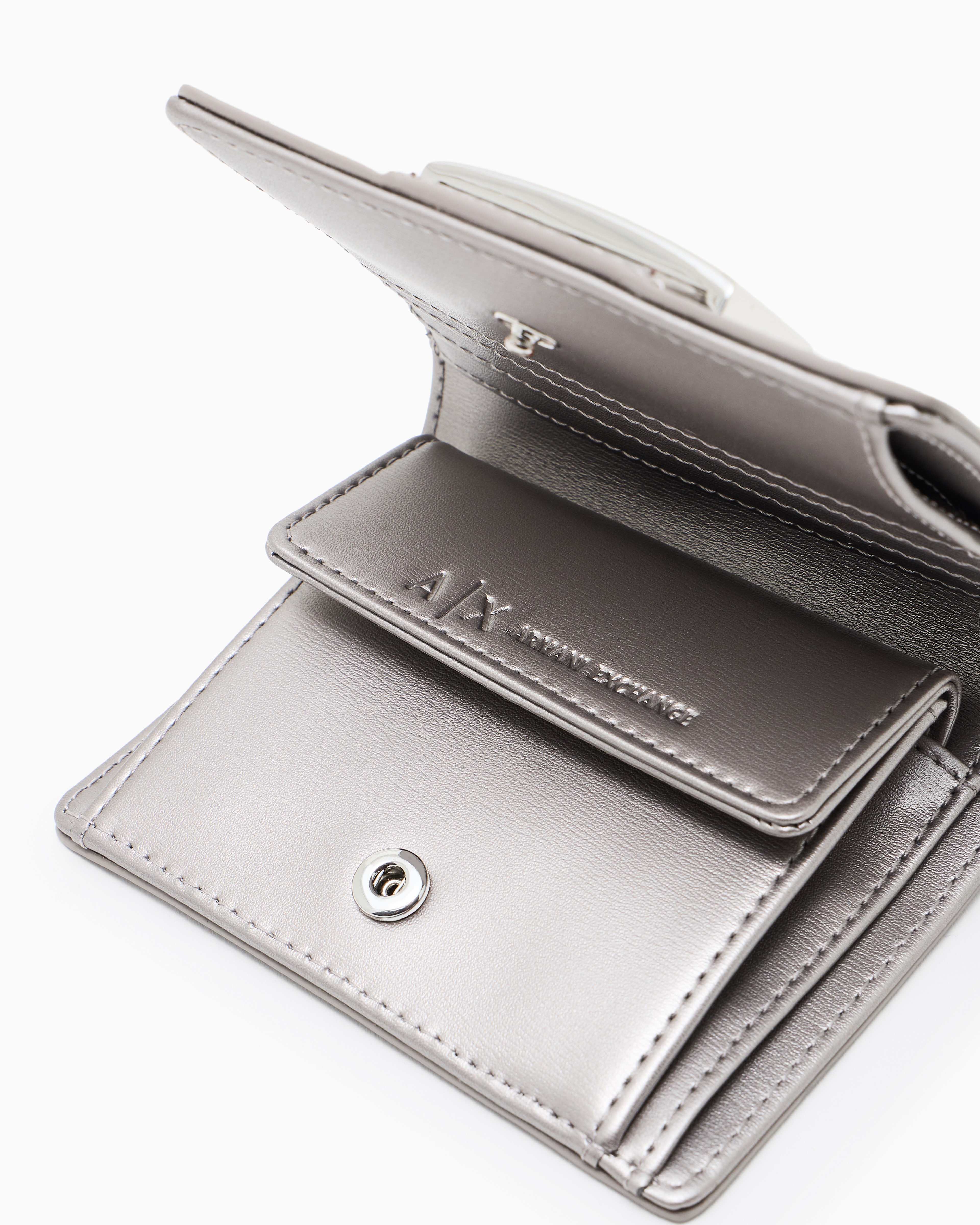 Armani Exchange Small Wallet With Asv Logo In Gray