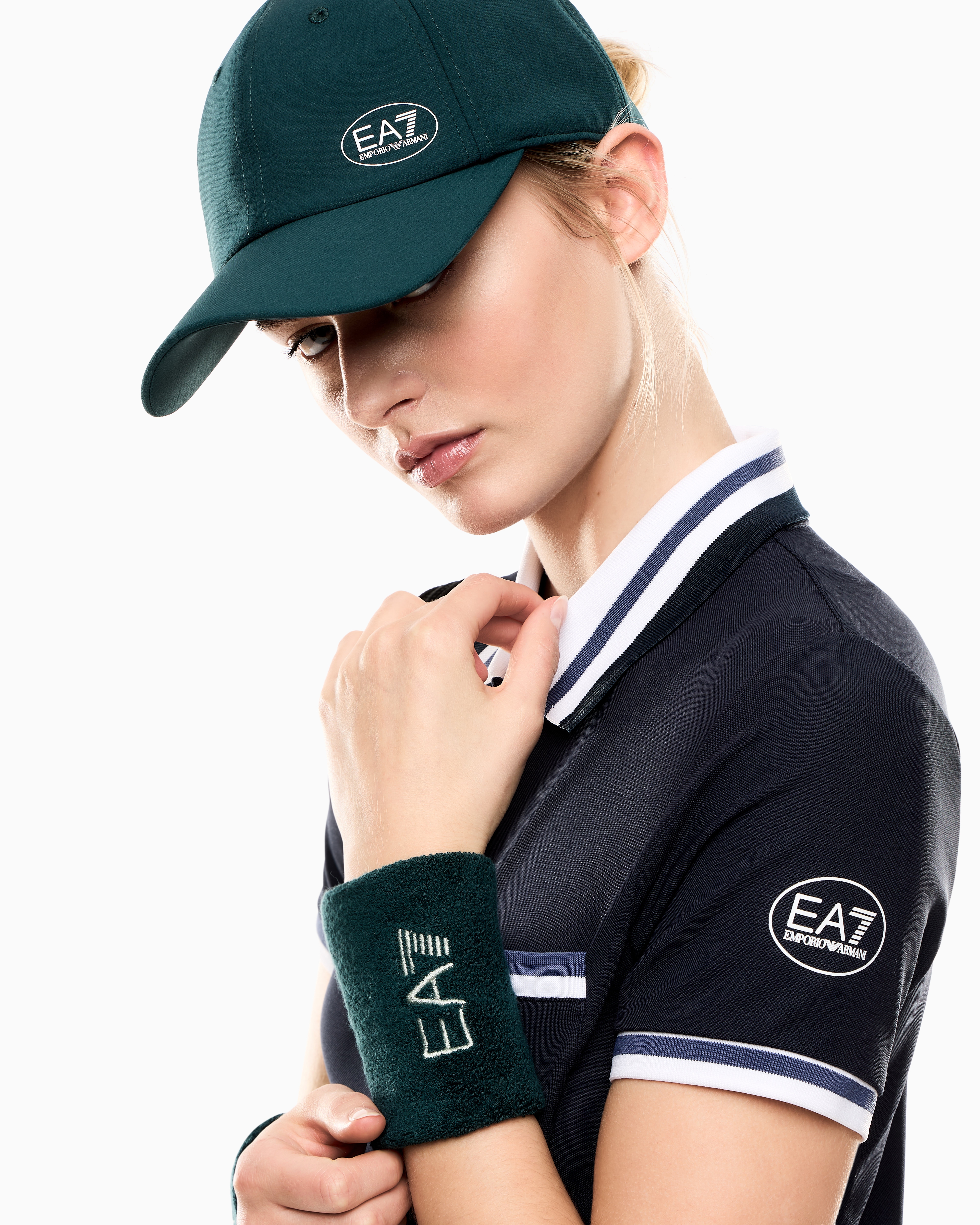 Ea7 Serre-poignets Tennis Pro En Mélange De Coton Stretch