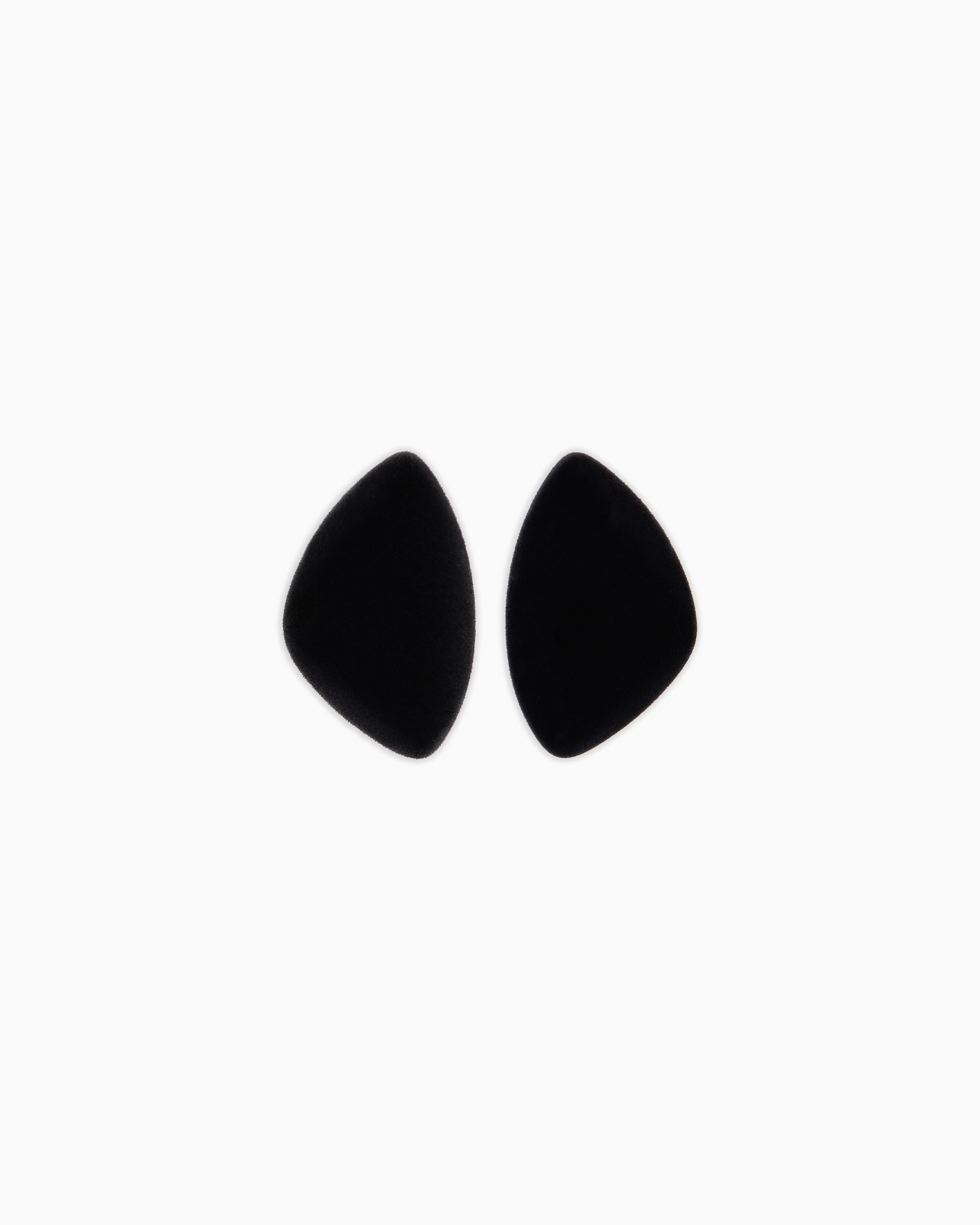 Emporio Armani - Oversized geometric-shaped flocked earrings, Woman, Black, Size: TU