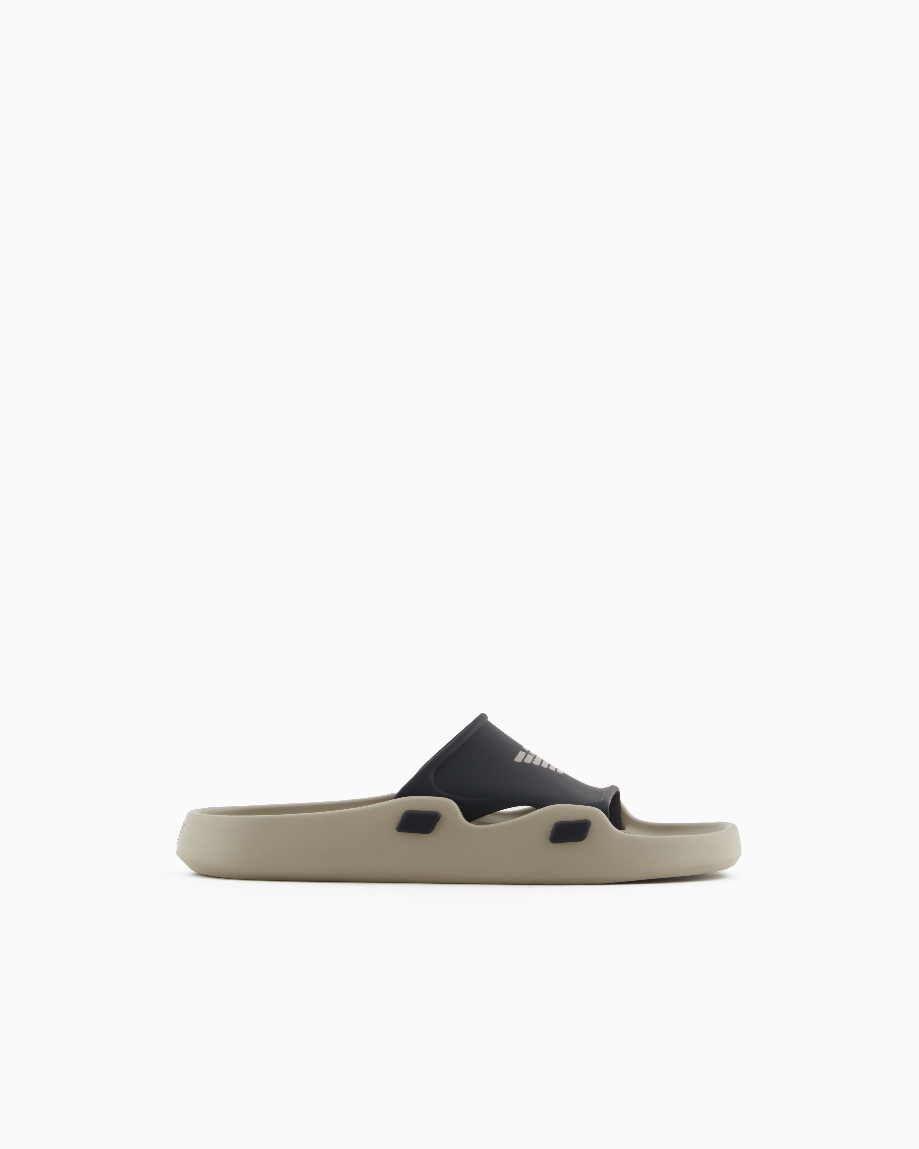 Emporio Armani - Logoband PVC slides with eagle, Unisex, Beige, Size: