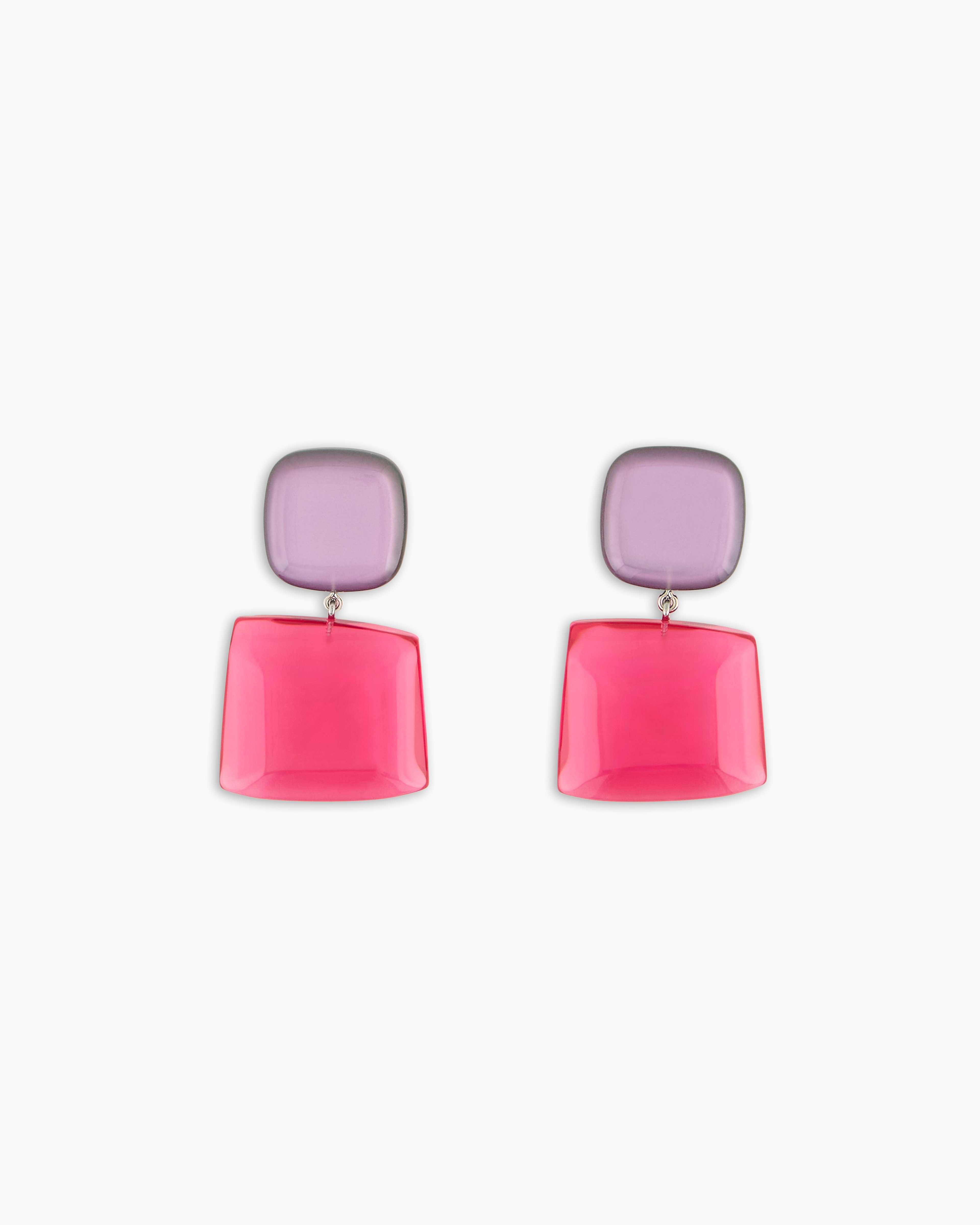 Emporio Armani - Pendant earrings with transparent gemstone, Woman, Purple, Size: TU