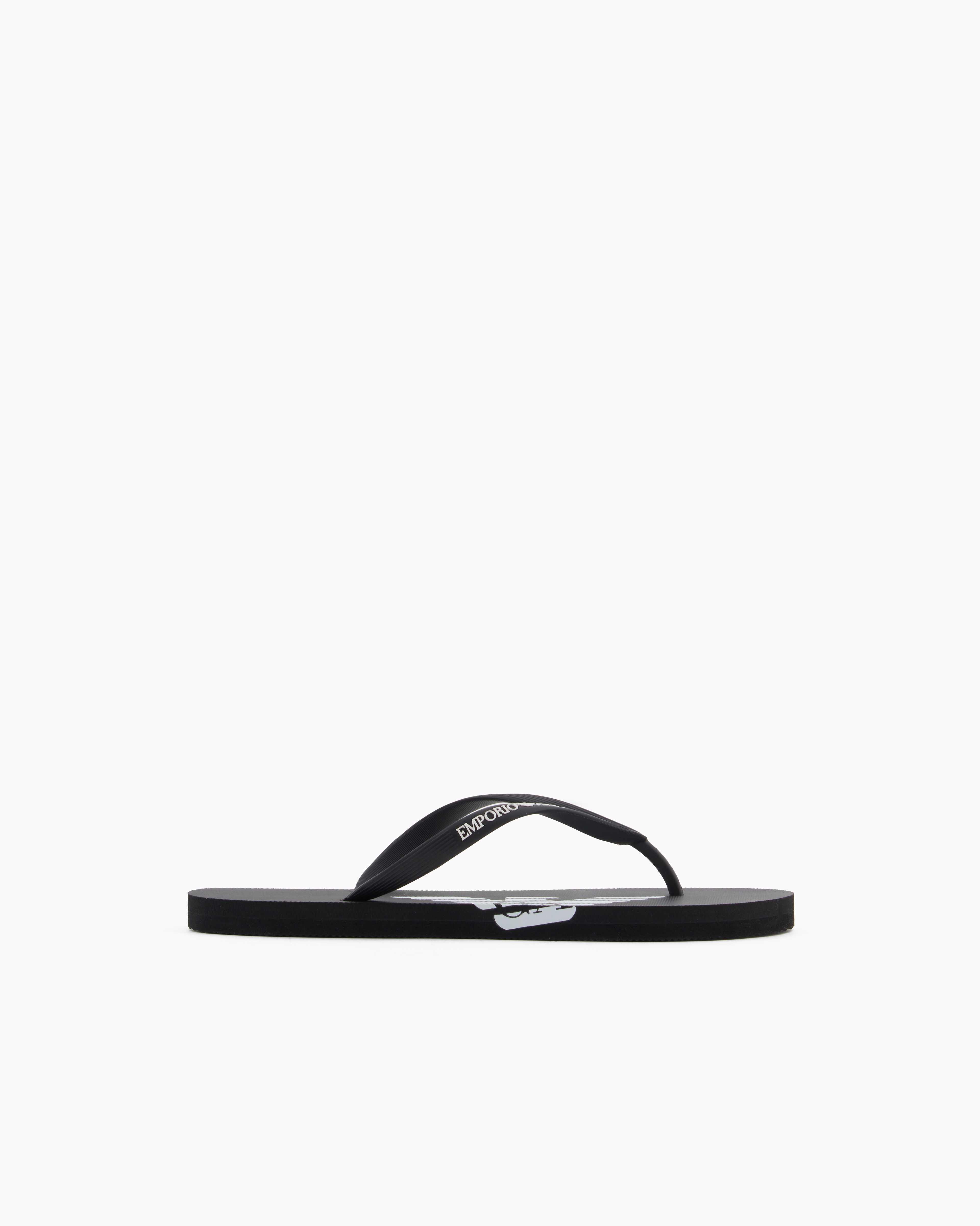 Emporio Armani - Rubber flip-flops with logo, Unisex, Black, Size: