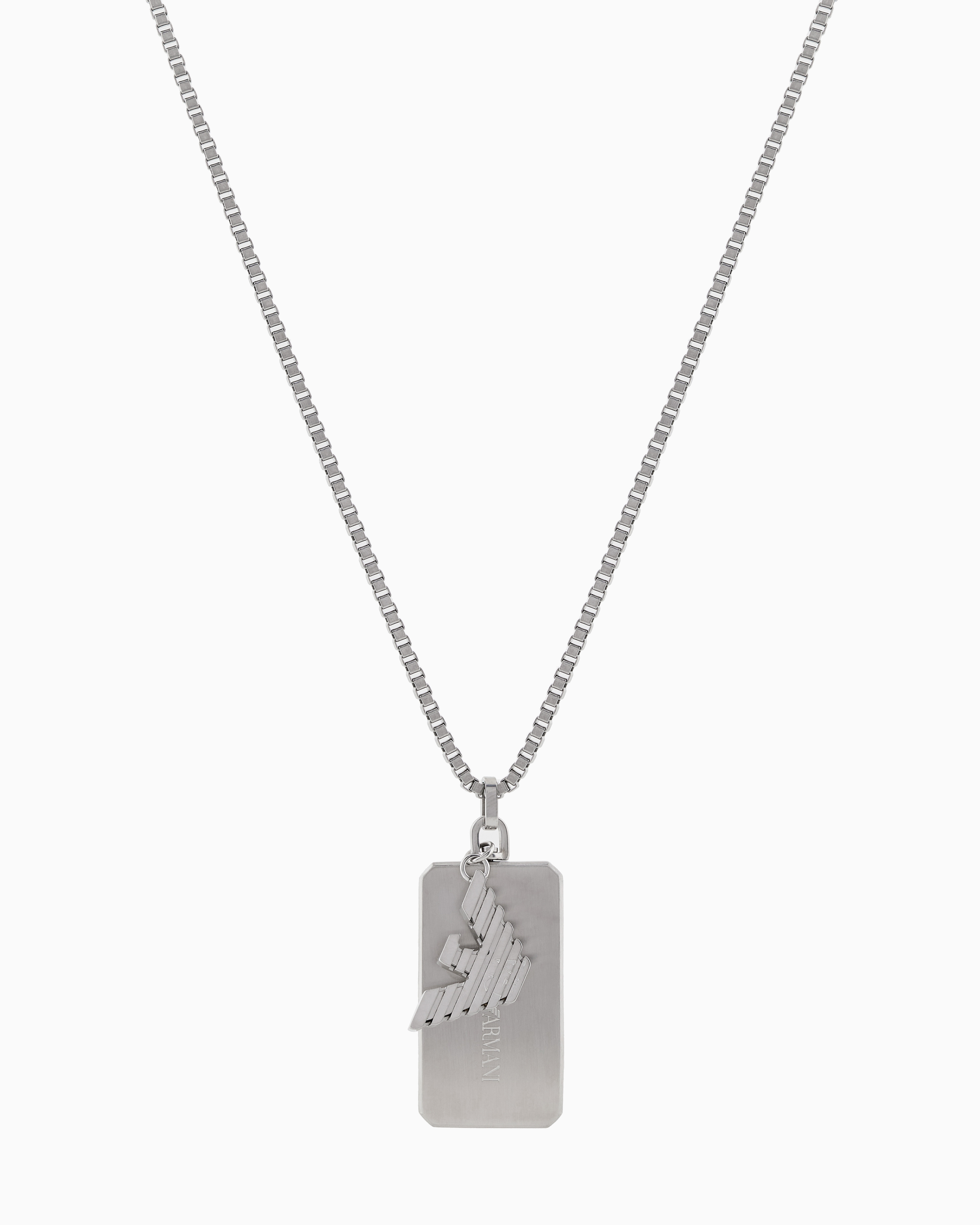 Emporio Armani -  Stainless Steel Dog Tag Necklace, Man, Multicolored, Size: TU