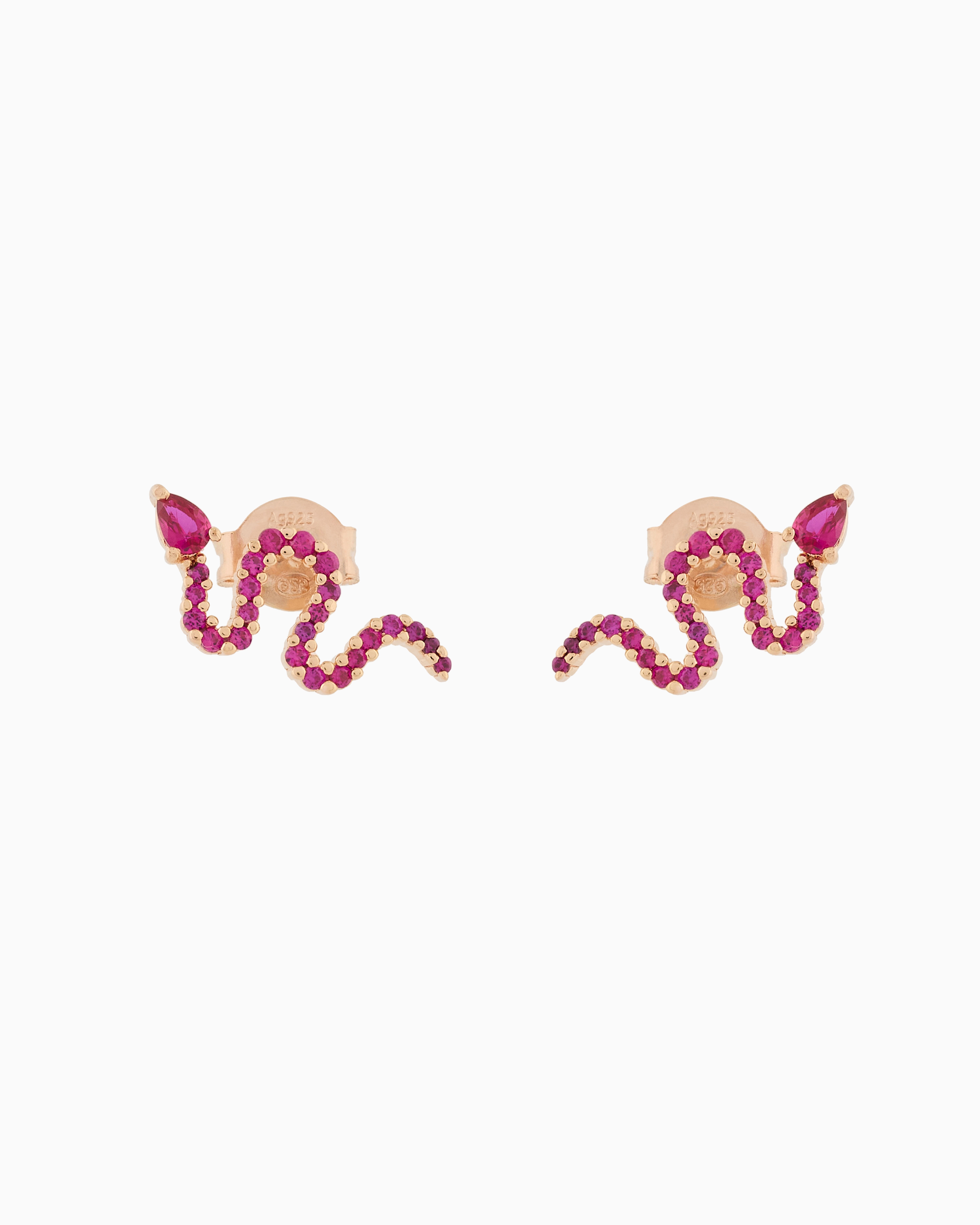 Emporio Armani -  14K Rose Gold-Plated Sterling Silver Stud Earrings, Woman, Multicoloured, Size: TU