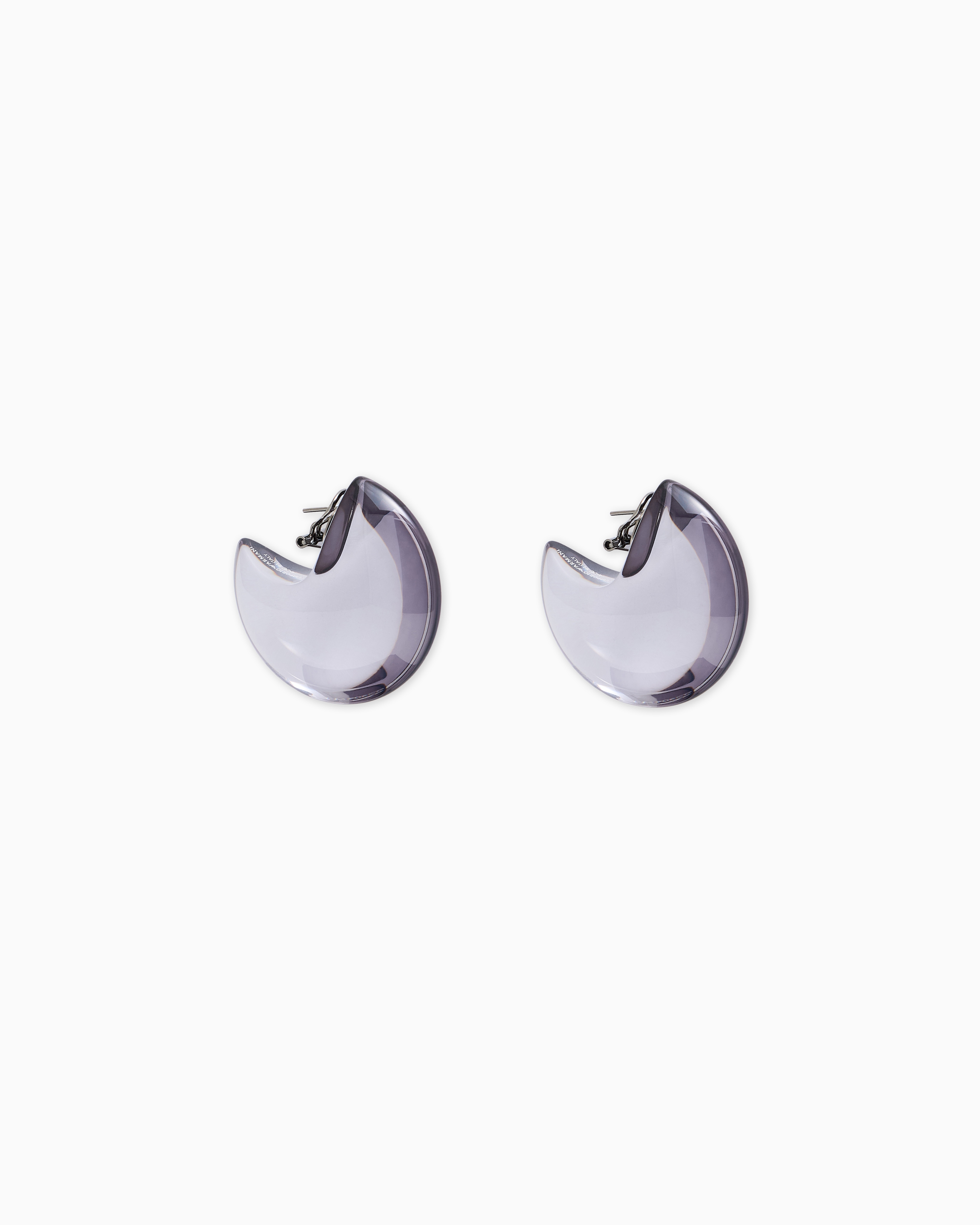 Emporio Armani - Crescent earrings, Woman, Grey, Size: TU