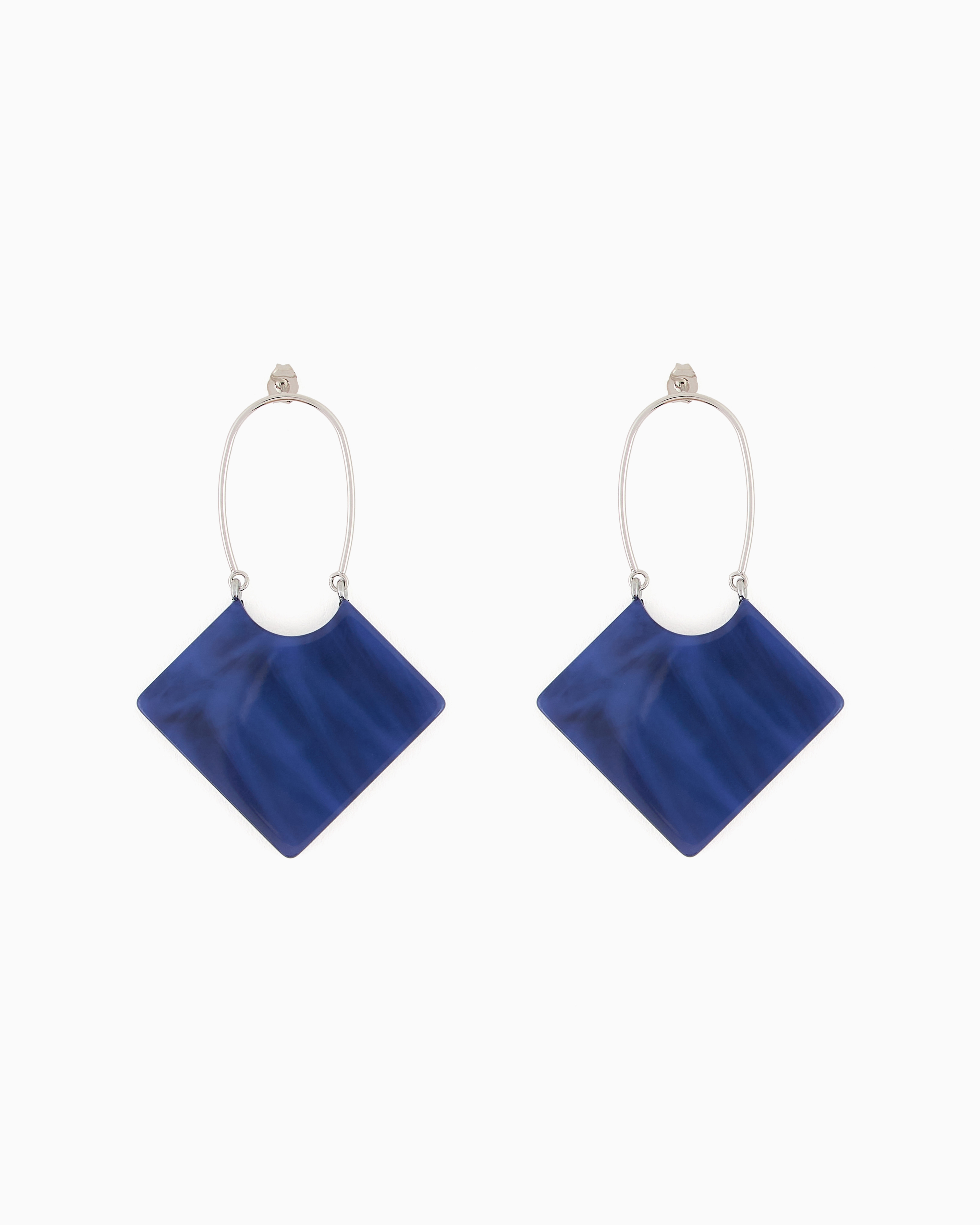 Emporio Armani - Multifaceted pendant earrings, Woman, Blue, Size: TU