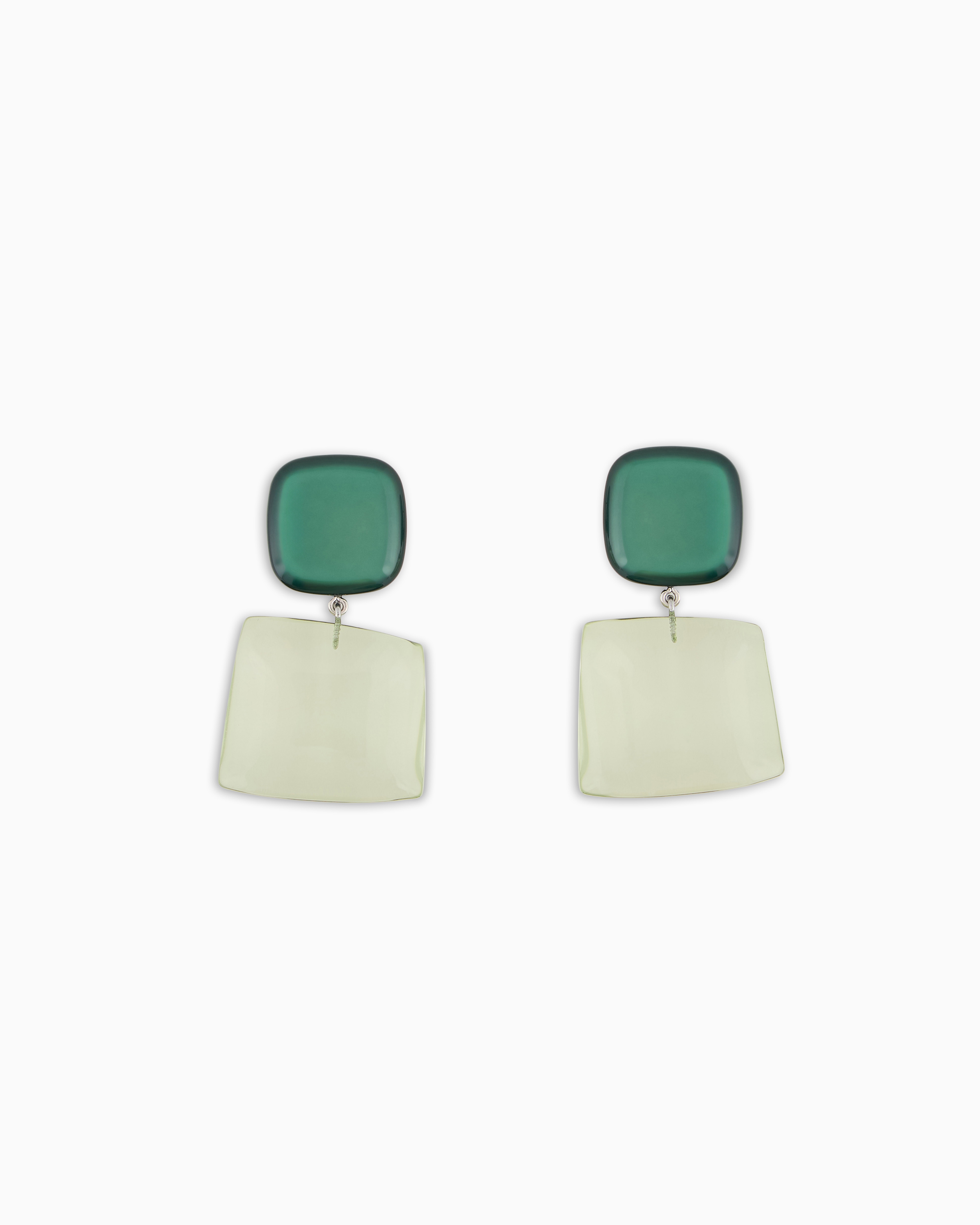 Emporio Armani - Pendant earrings with transparent gemstone, Woman, Green, Size: TU