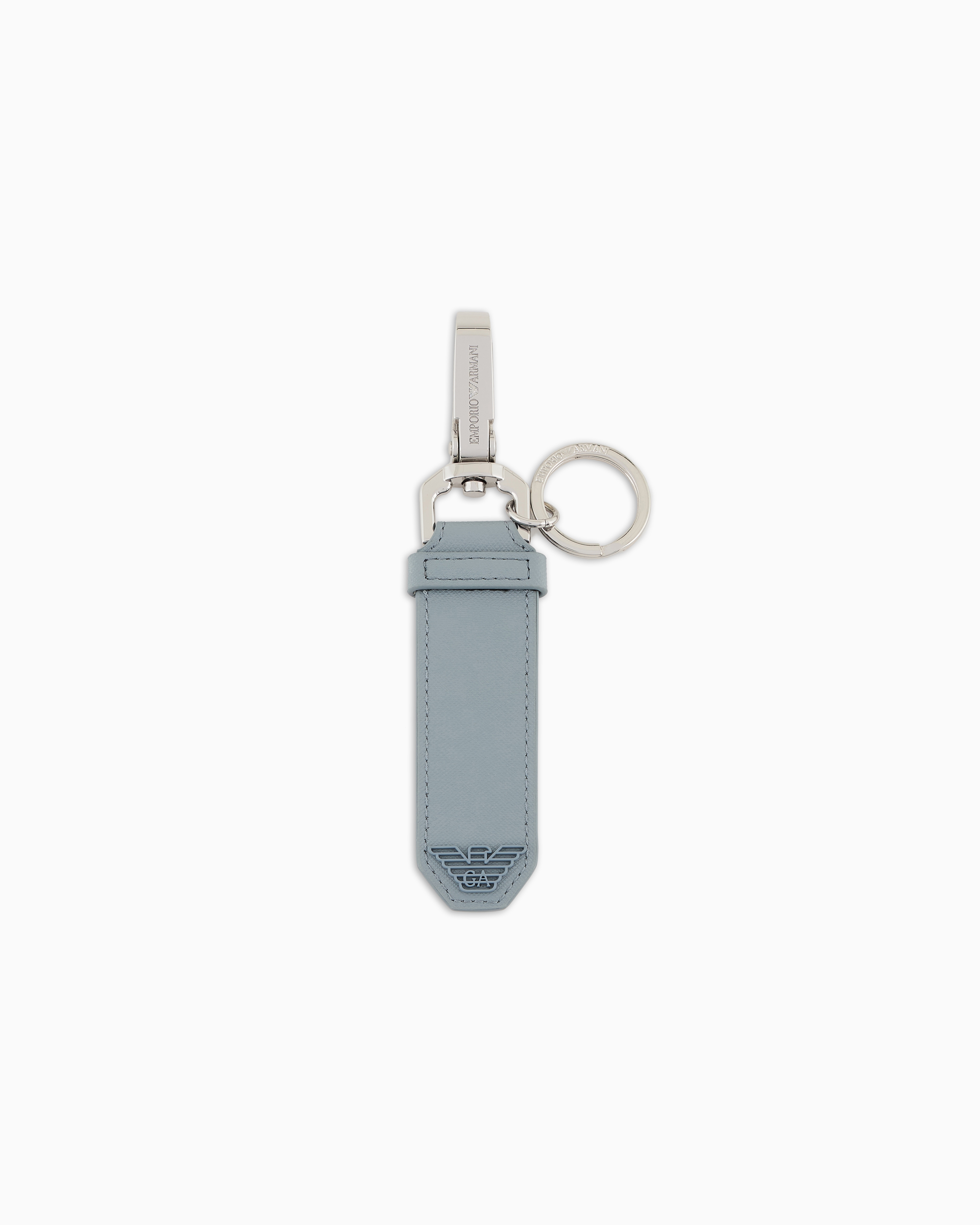 Emporio Armani Grey Asv Regenerated Saffiano Keyring Tu