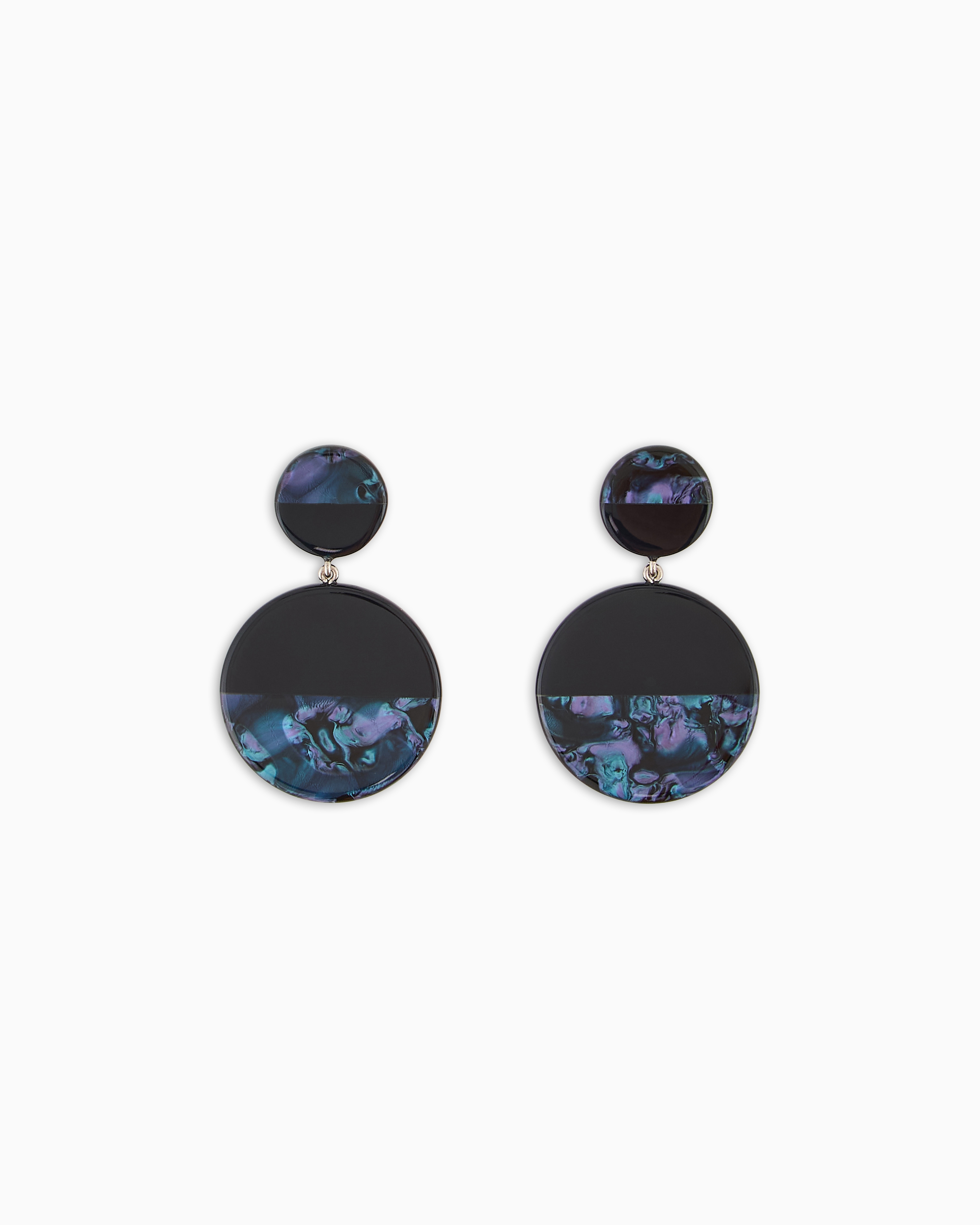 Emporio Armani - Semi-variegated hoop pendant earrings, Woman, Blue, Size: TU