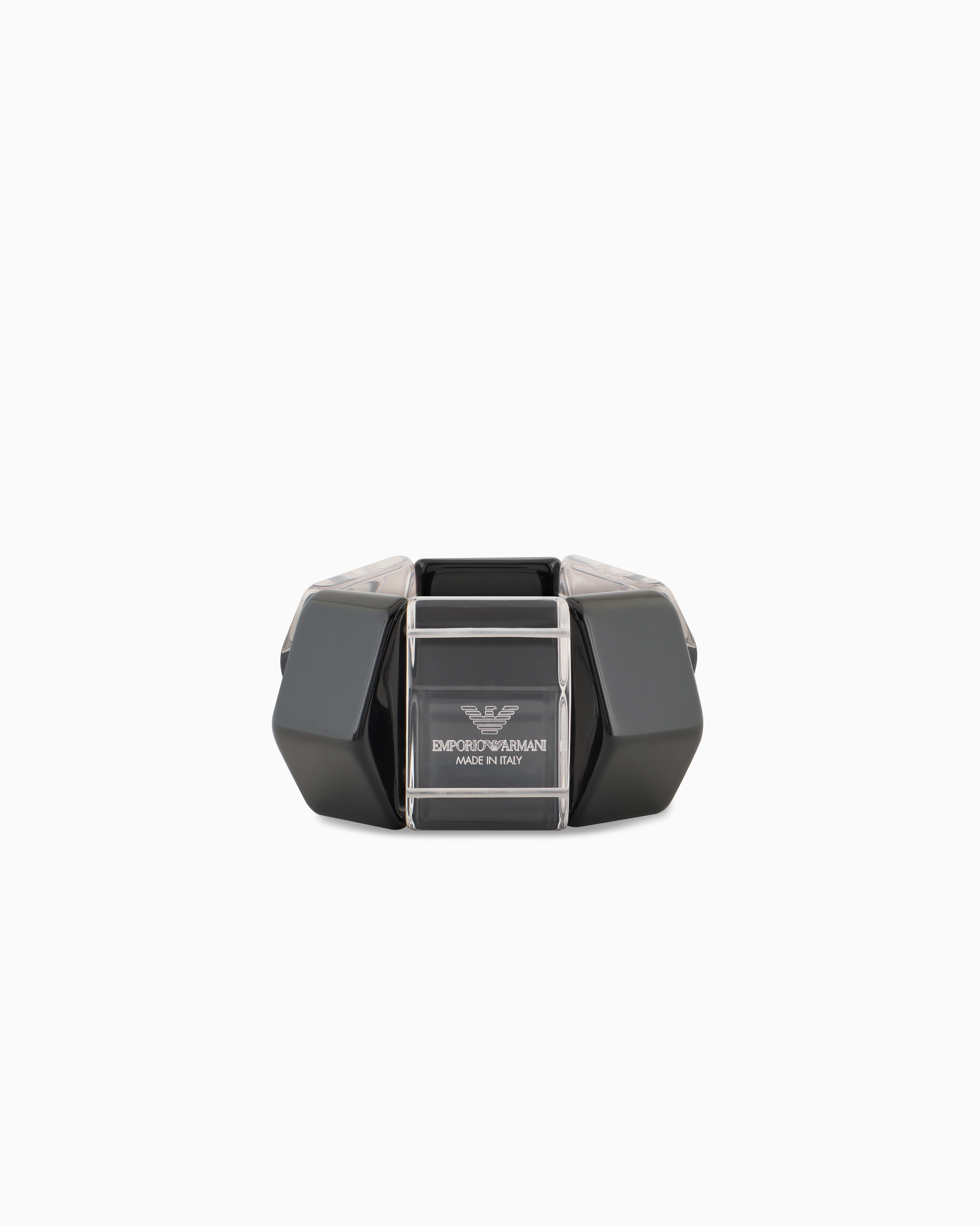 Emporio Armani - Faceted stretch bracelet, Woman, Black, Size: TU